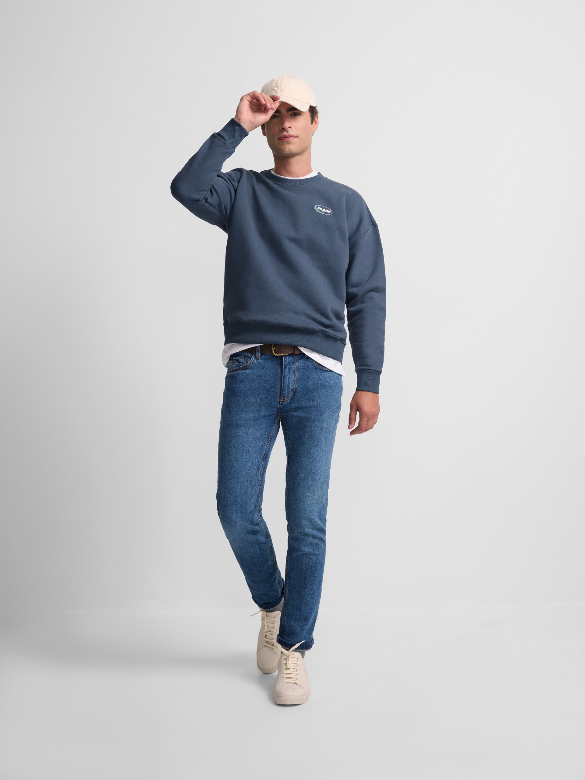 Sweat coupe relax Silbon bleu marine