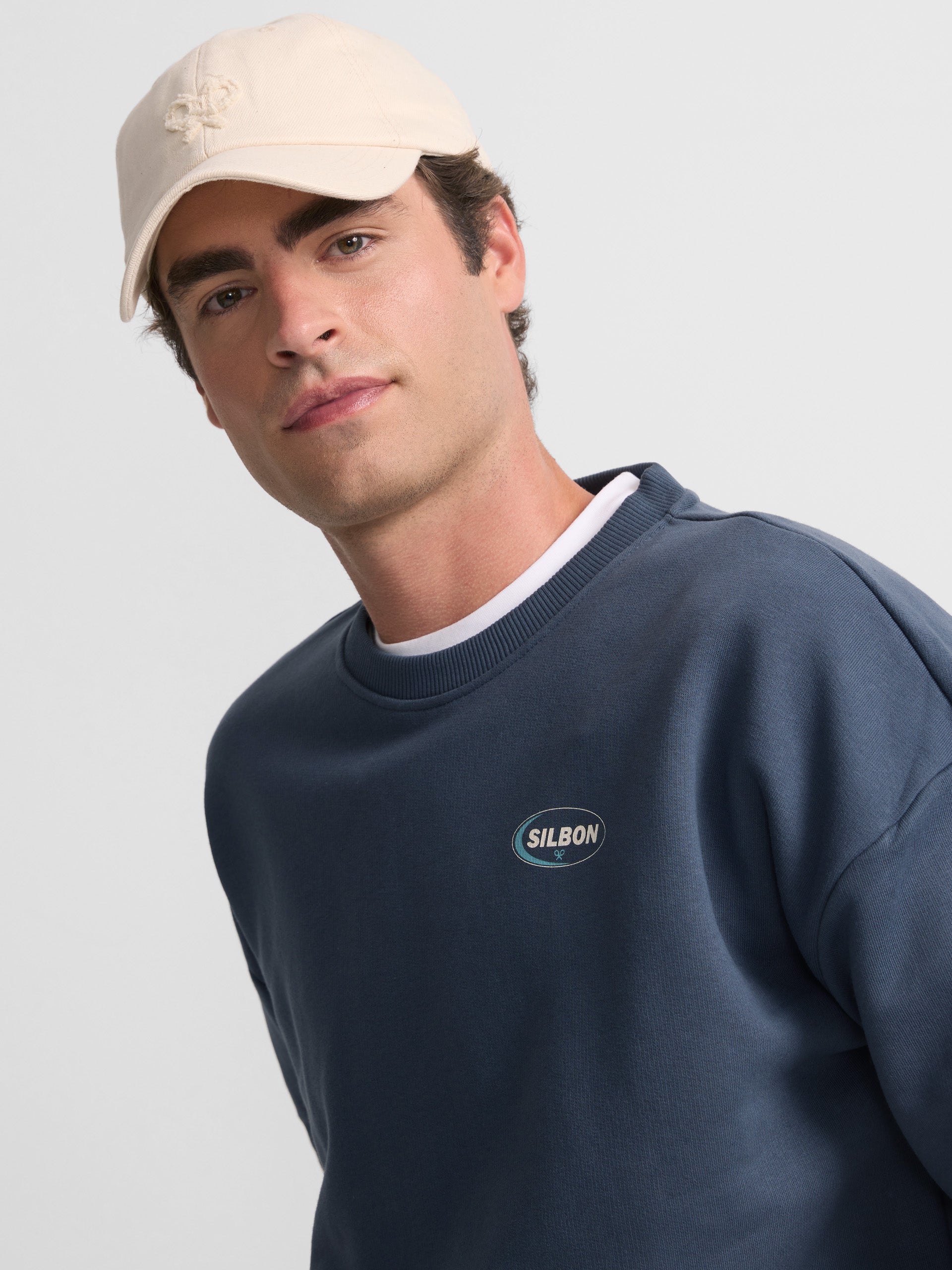 Sweat coupe relax Silbon bleu marine