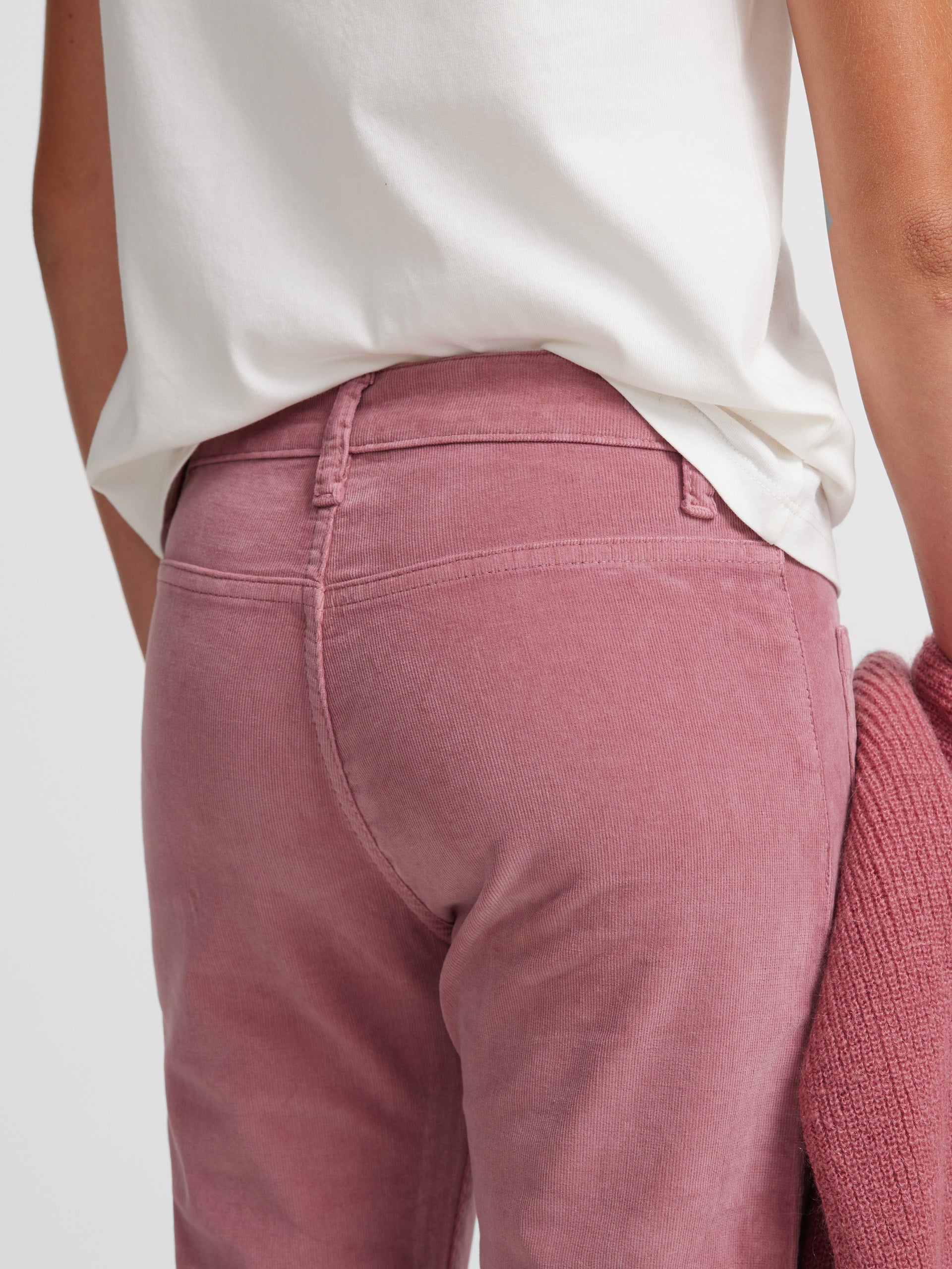 Pantalon fille en velours côtelé rose