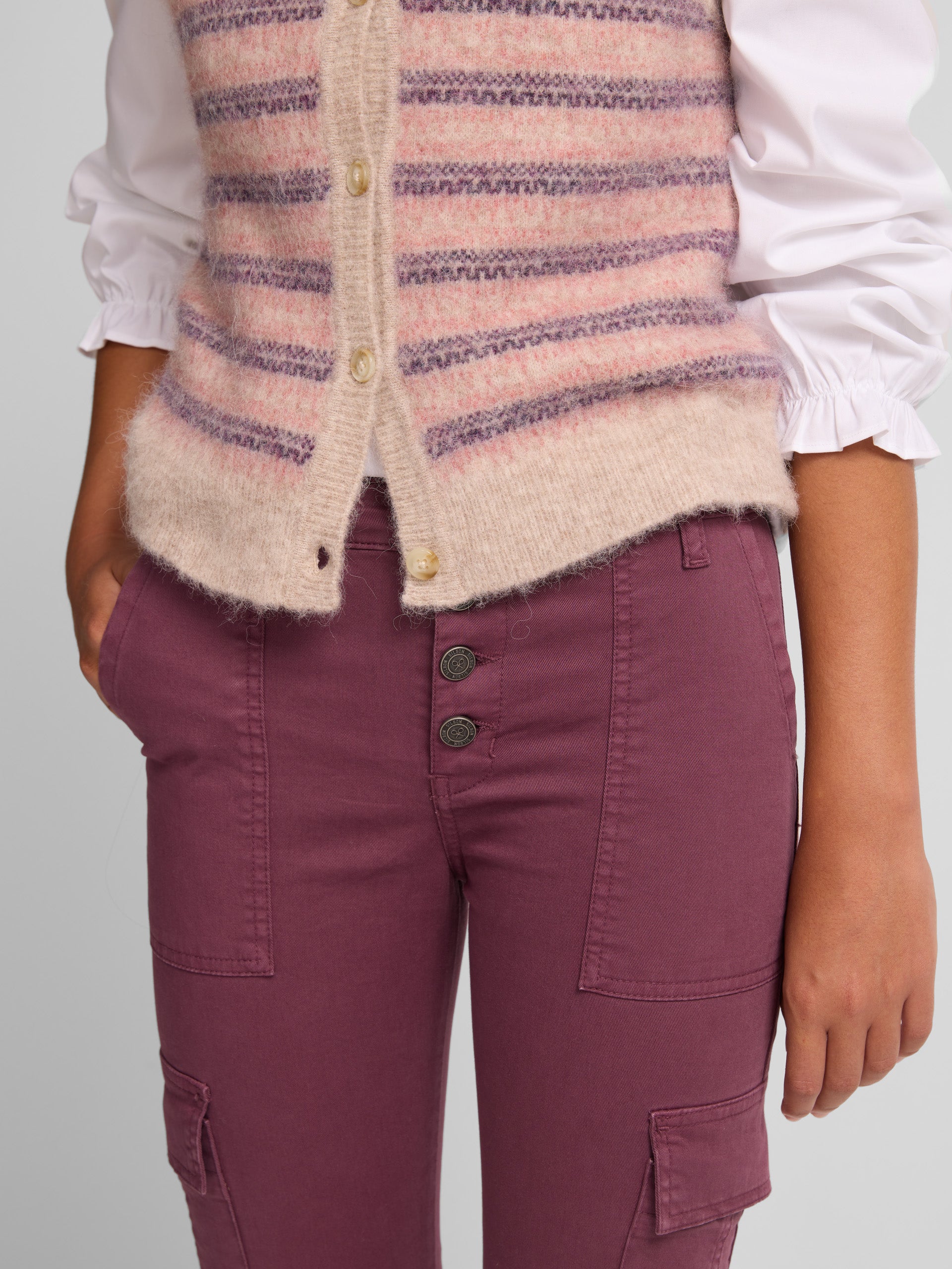 Pantalon cargo violet fille