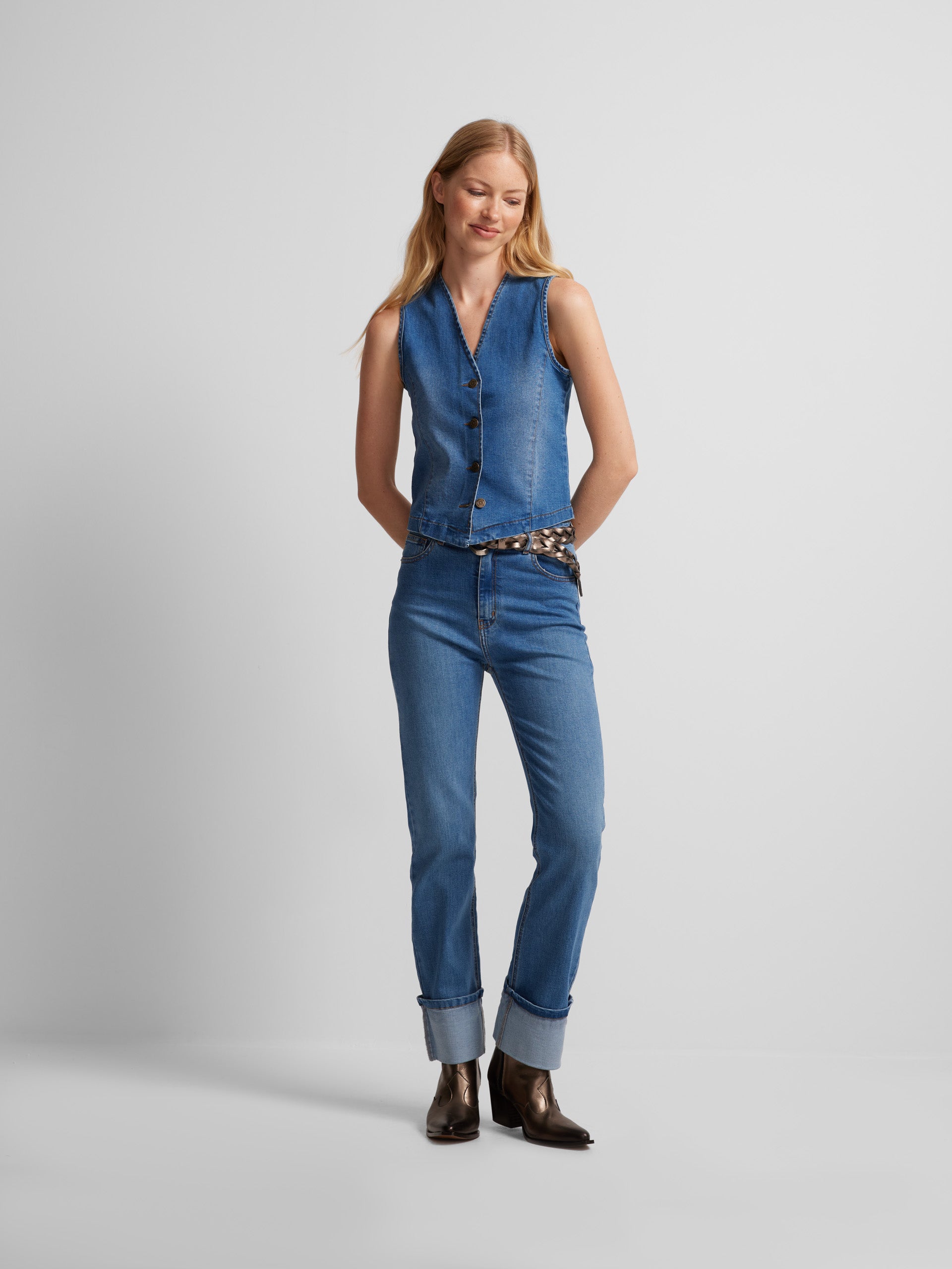 Pantalon à revers en jean