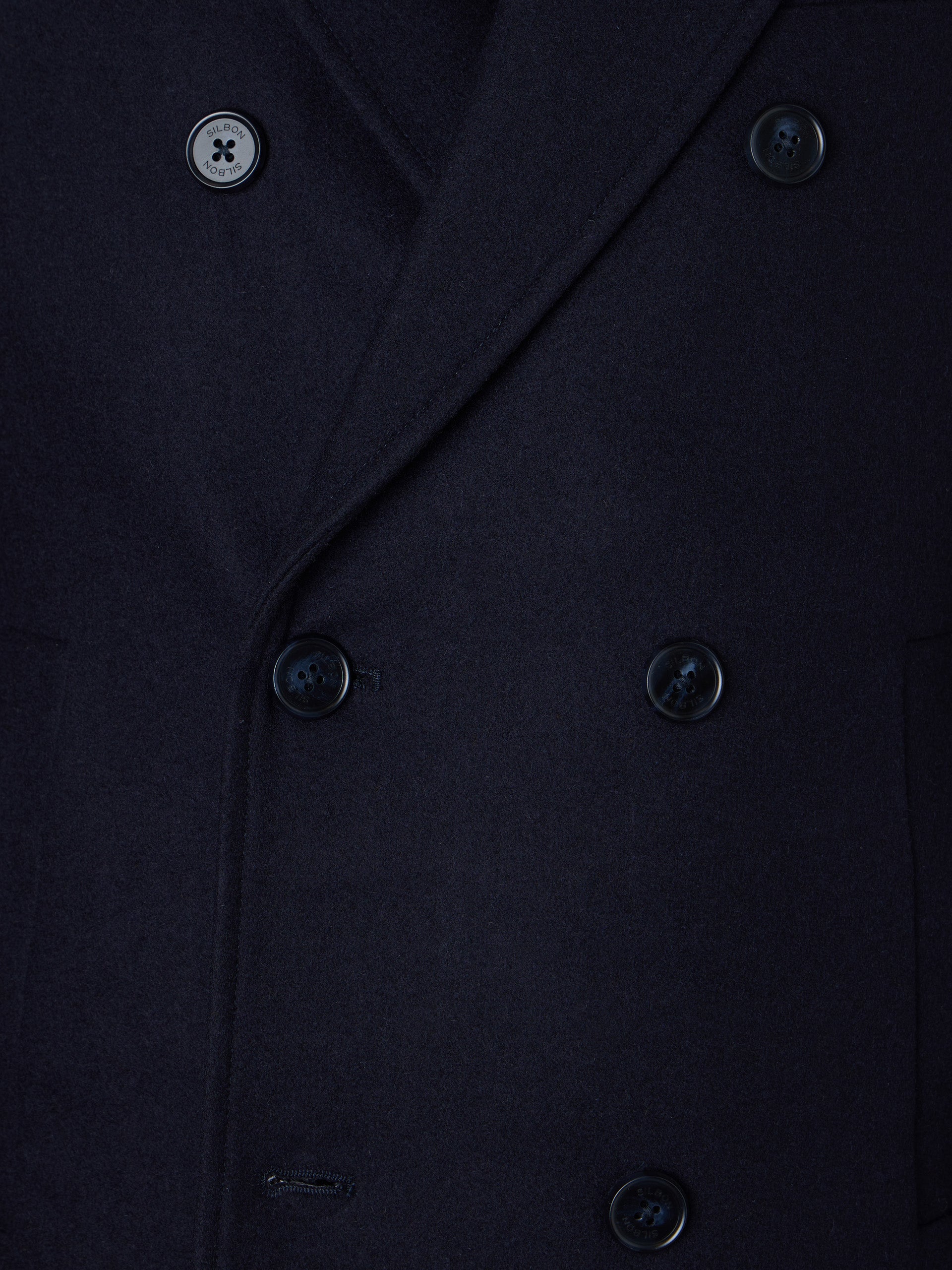 Navy blue double-breasted coat