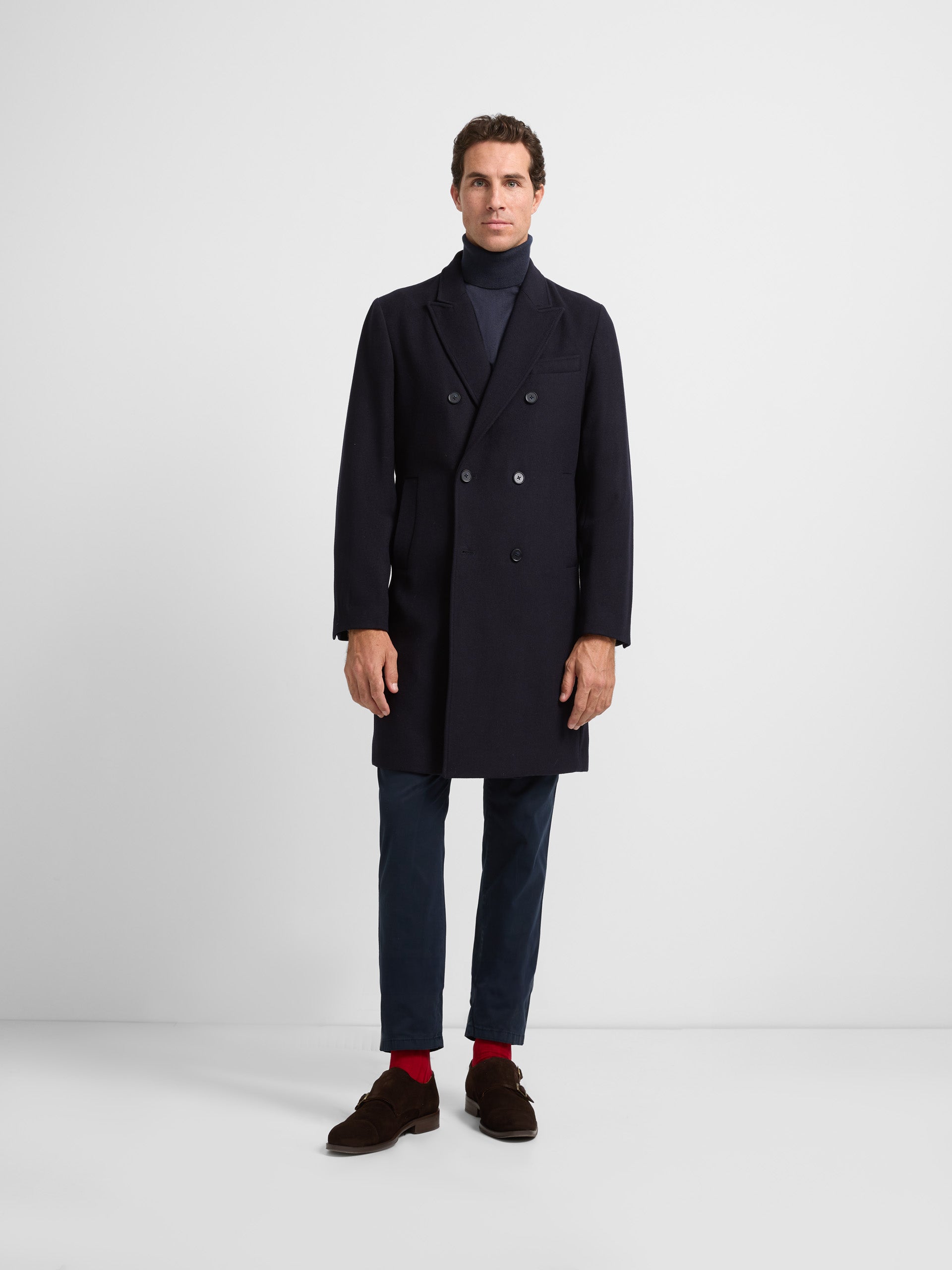 Navy blue double-breasted coat