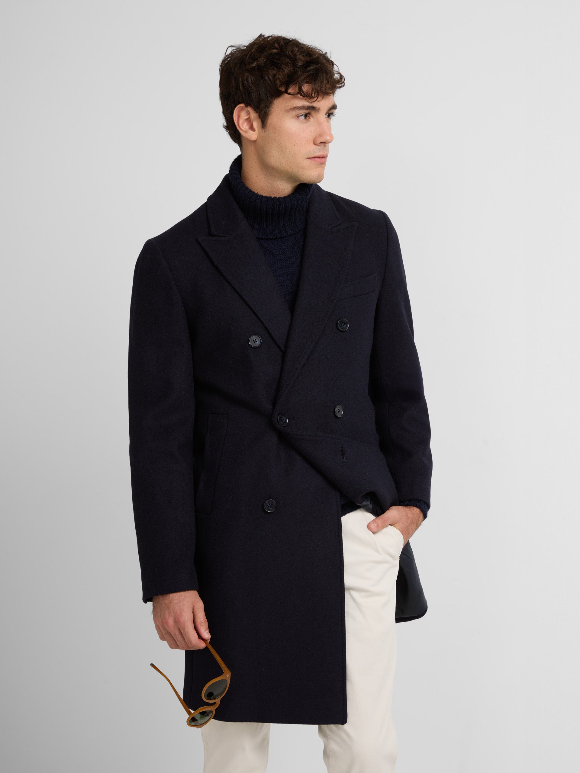 Navy blue double-breasted coat