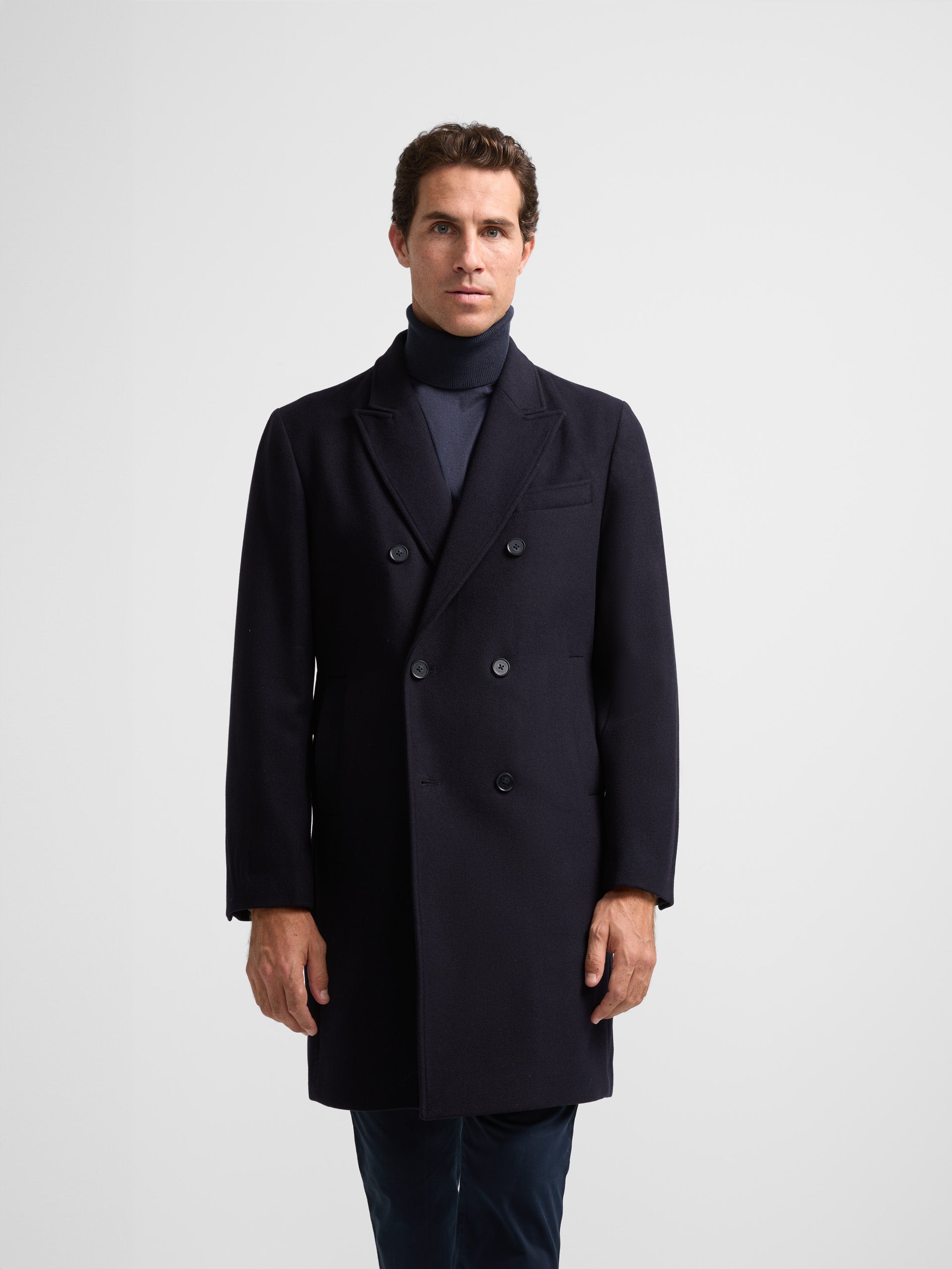 Navy blue double-breasted coat