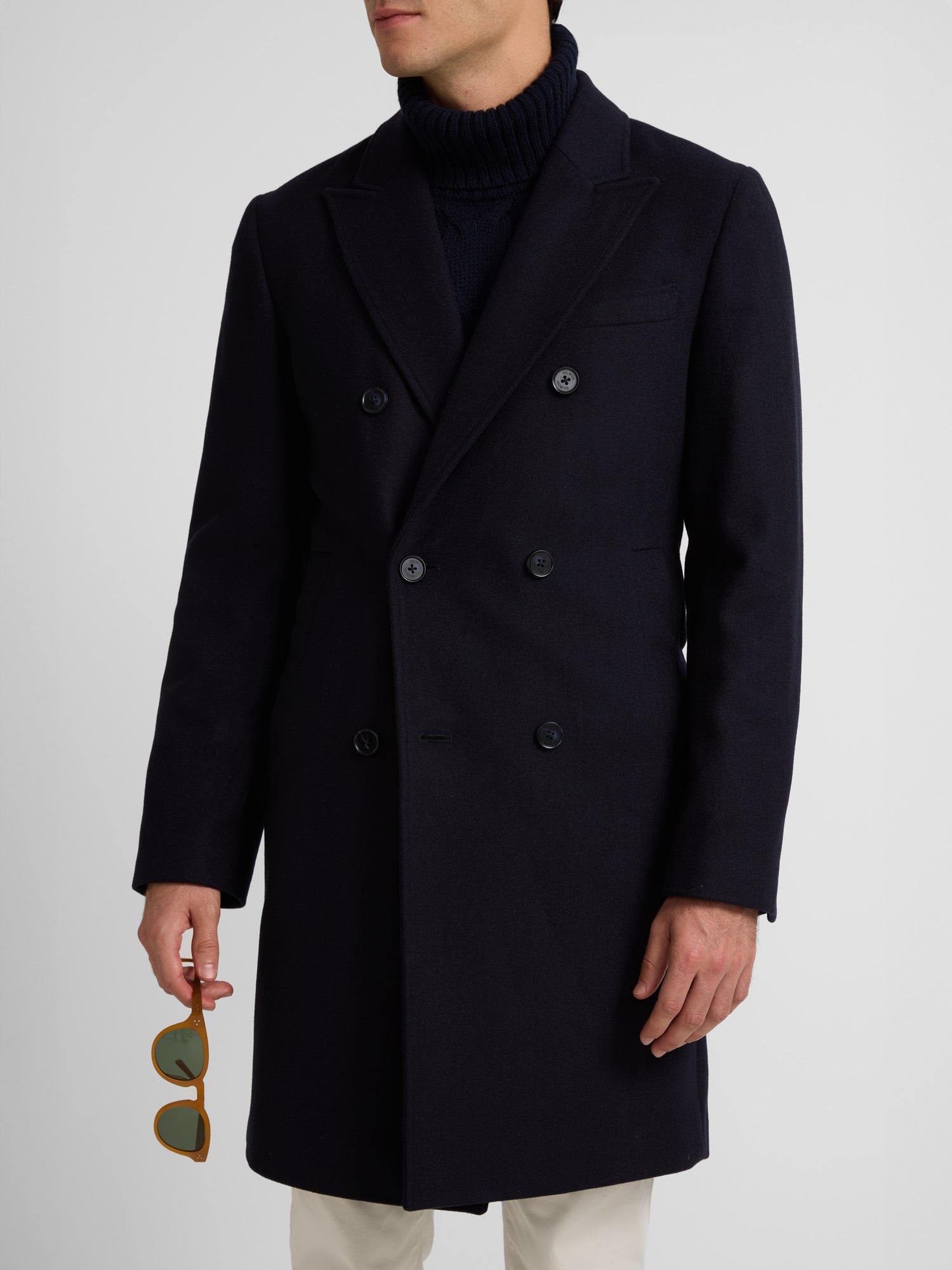 Navy blue double-breasted coat