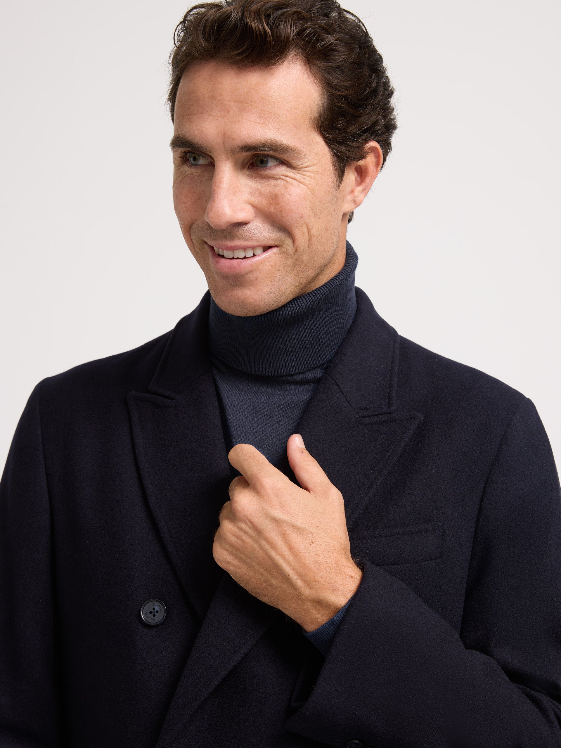 Navy blue double-breasted coat