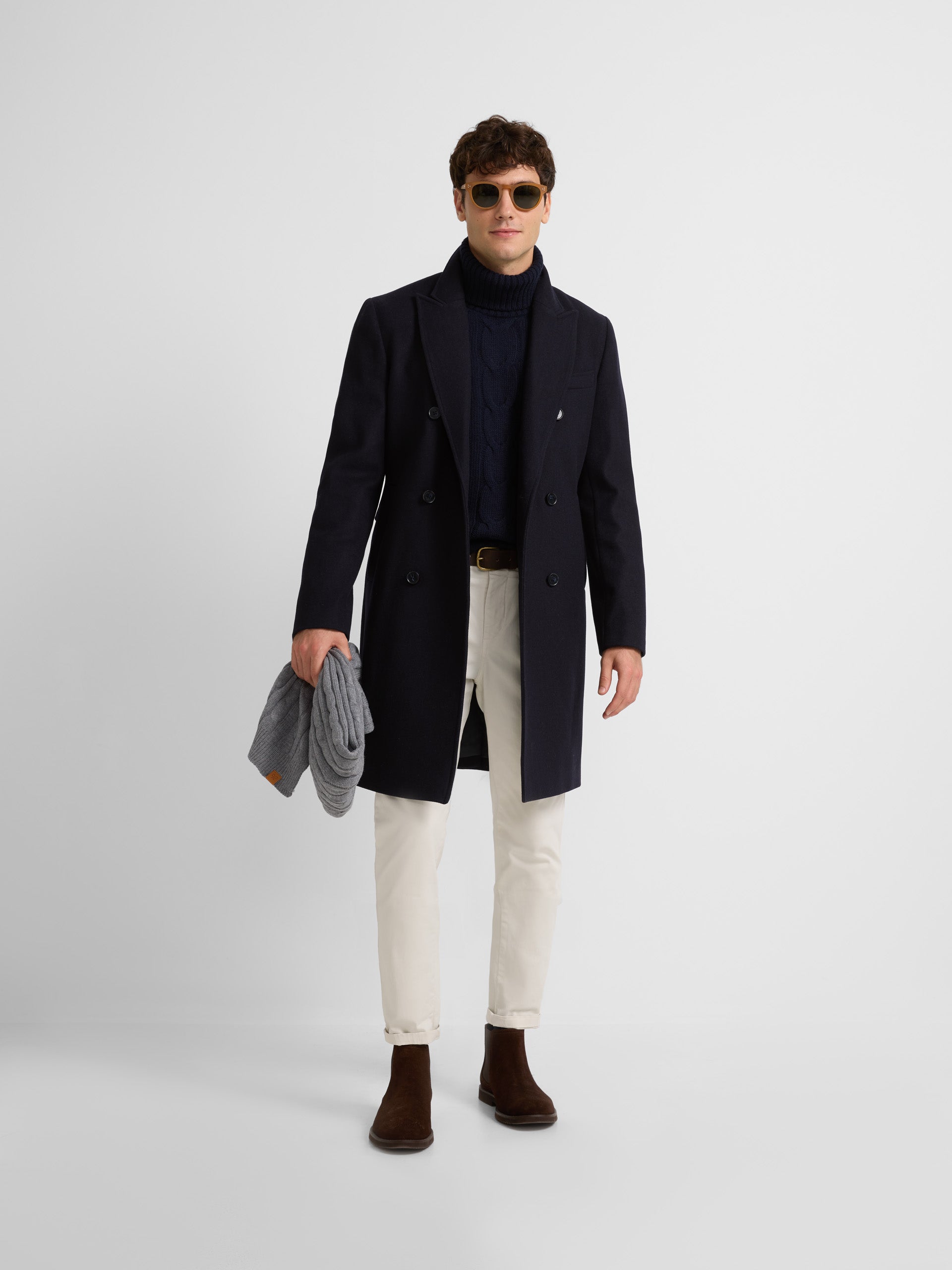 Navy blue double-breasted coat