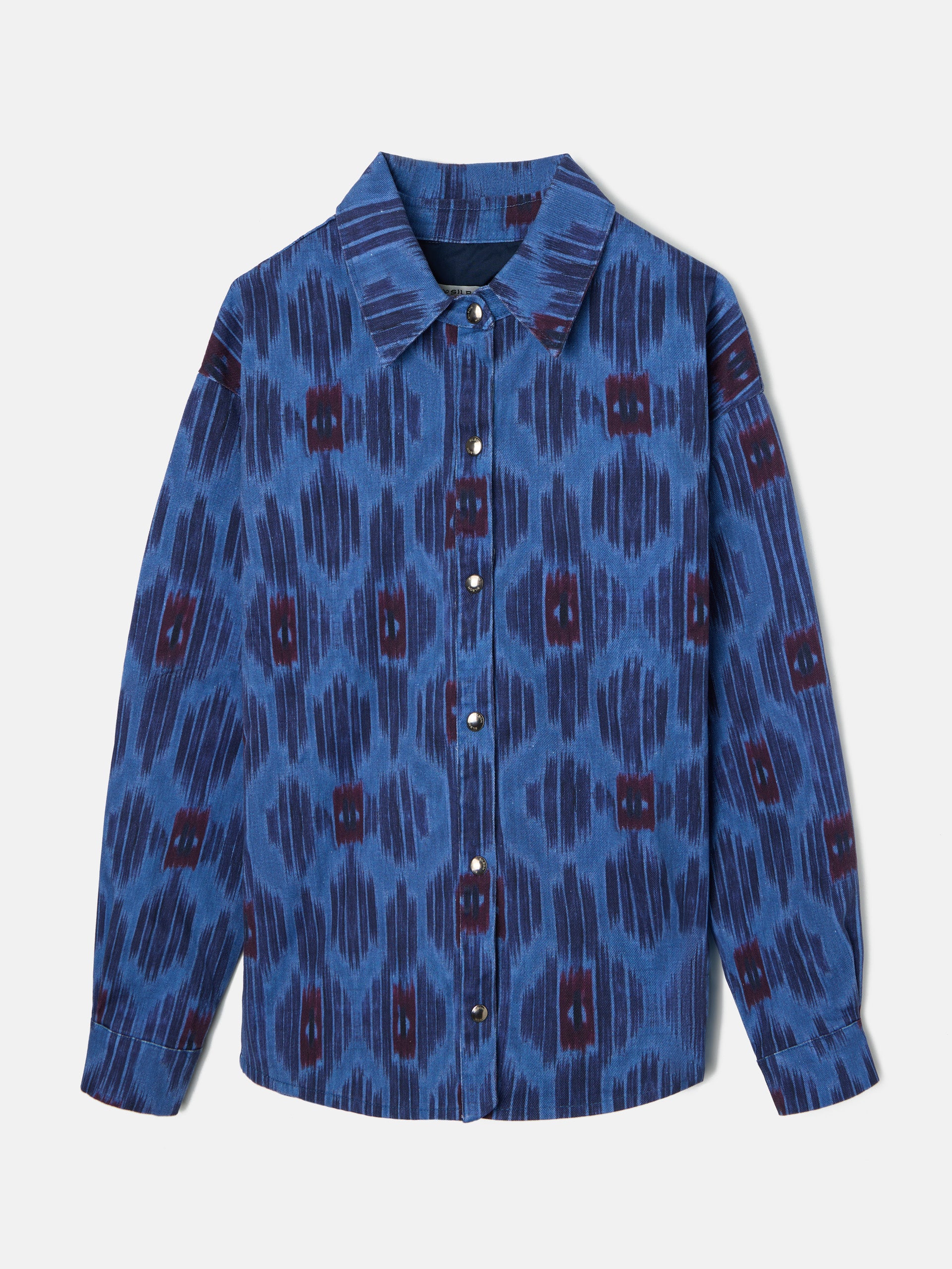 Blue printed denim overshirt