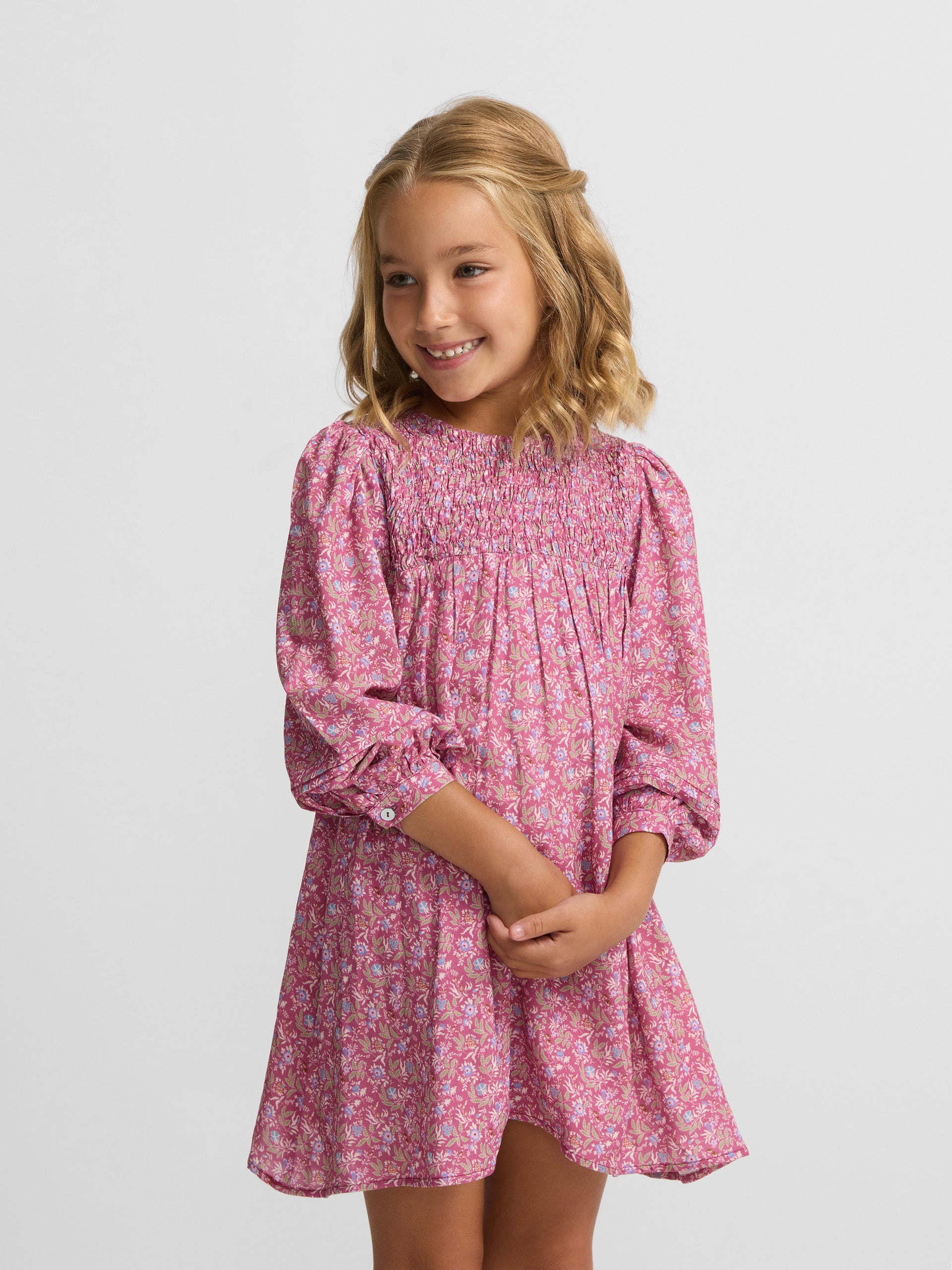 Girl's mini dress with raspberry print