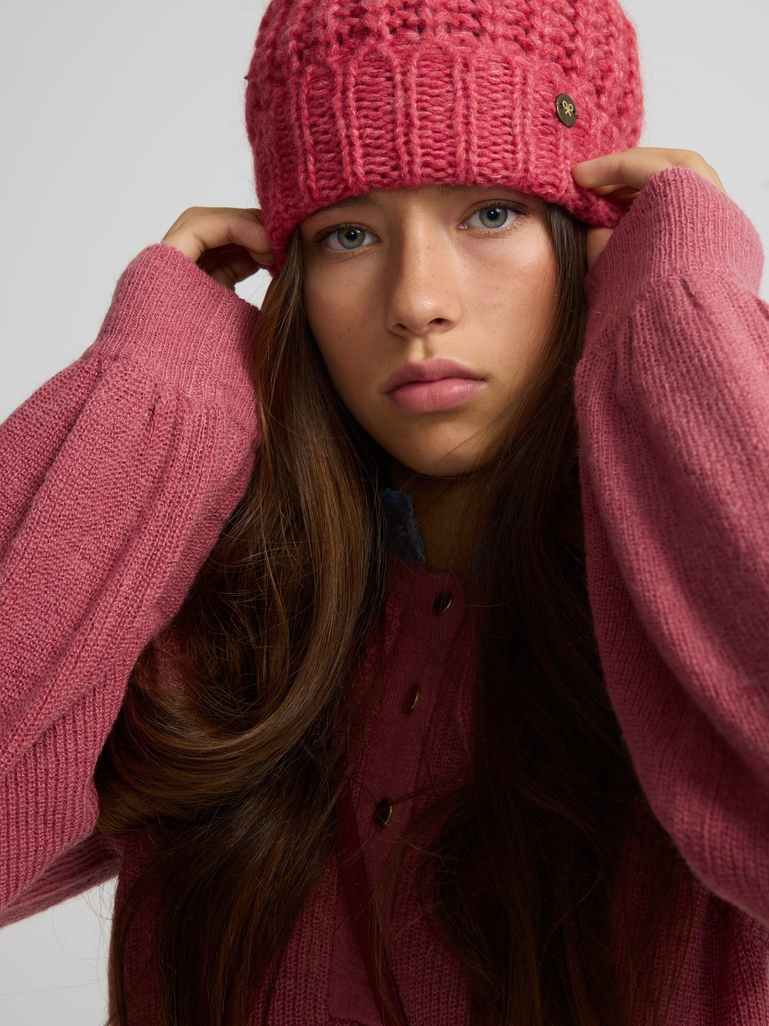 Gorro punto liso rosa