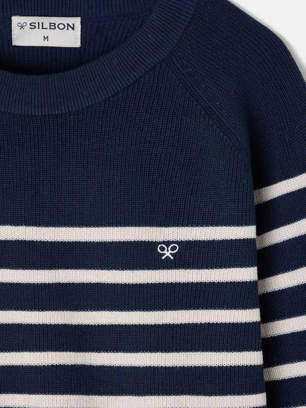 Navy blue nautical striped jersey