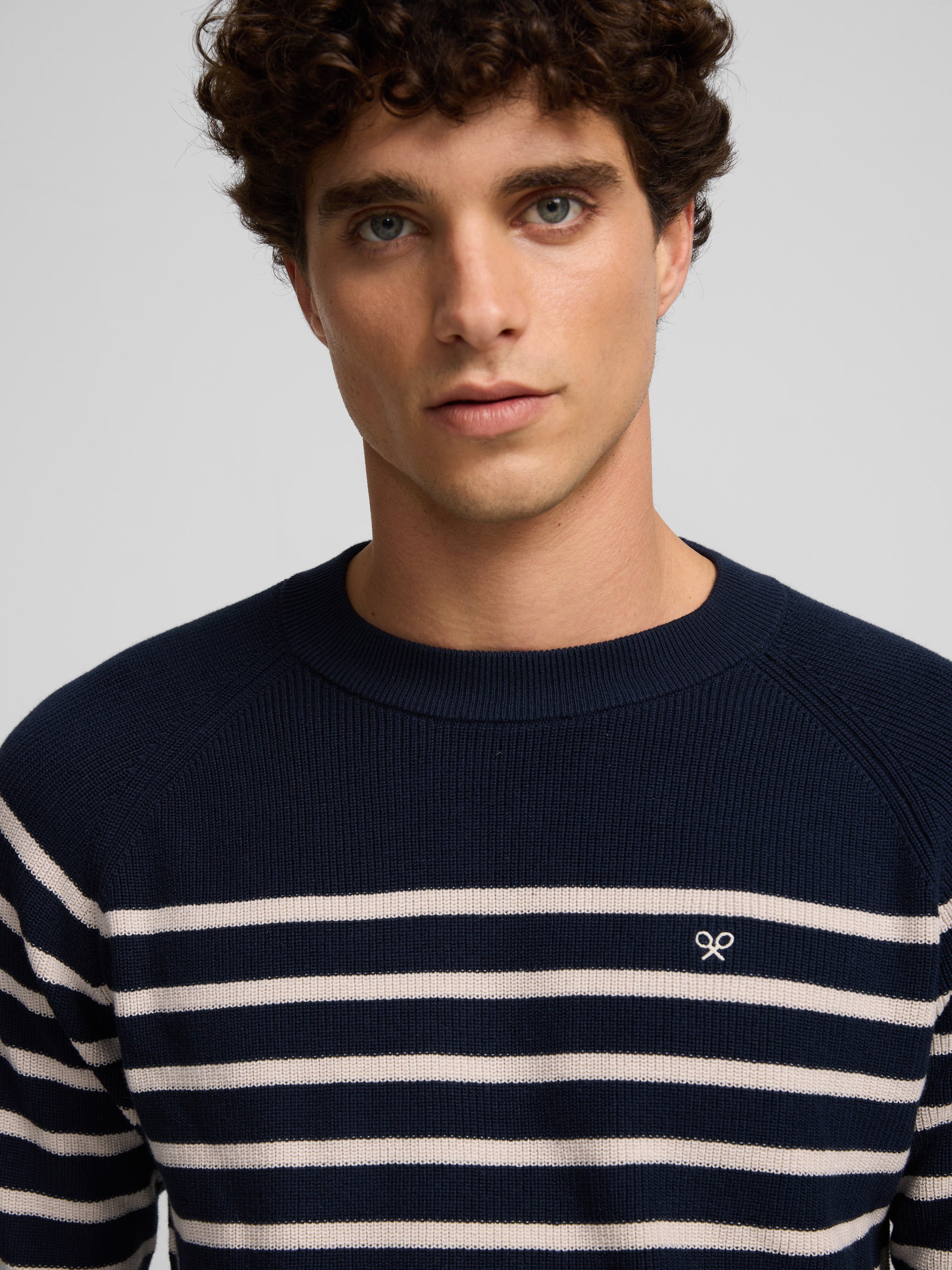 Navy blue nautical striped jersey