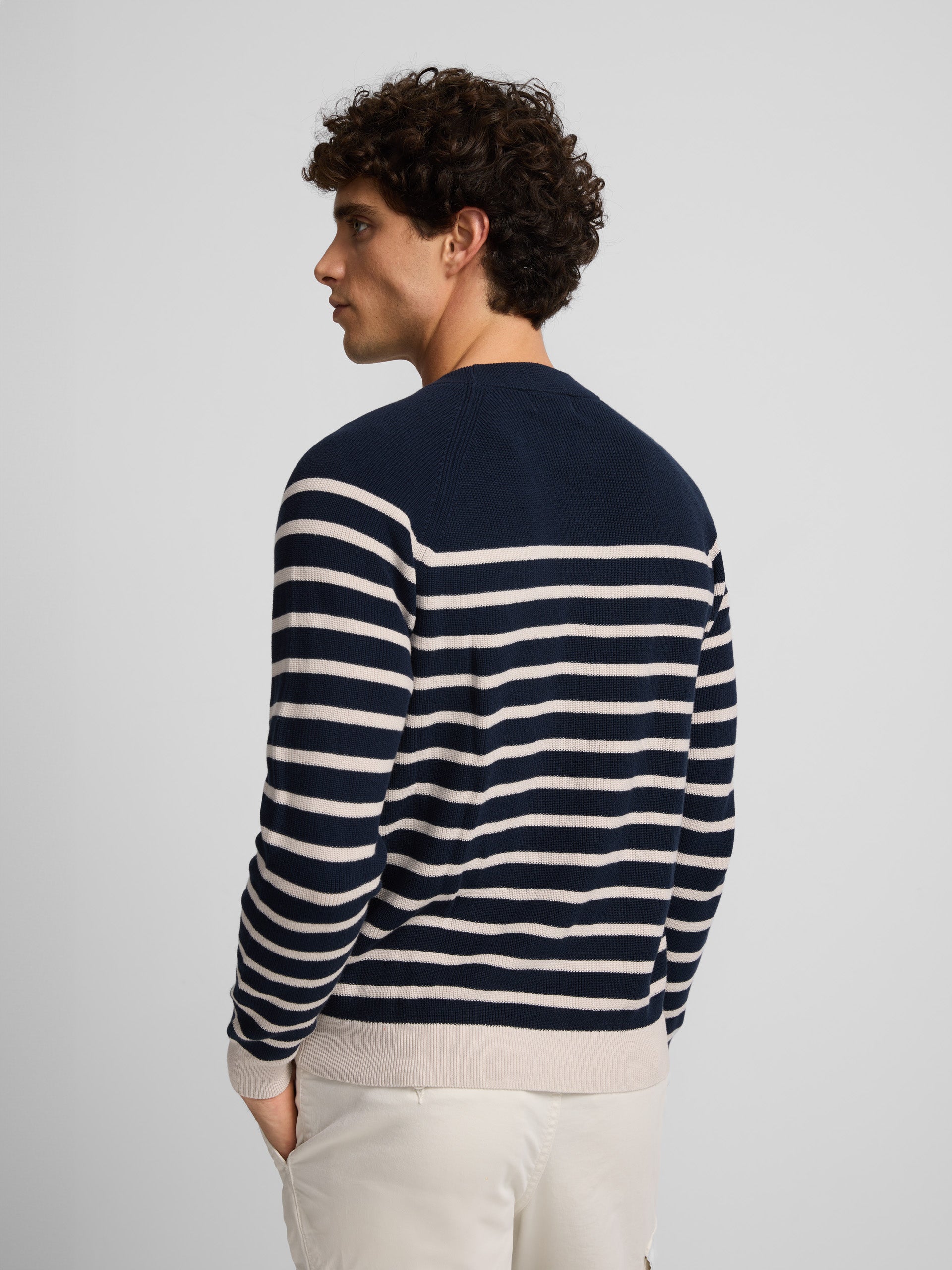 Navy blue nautical striped jersey