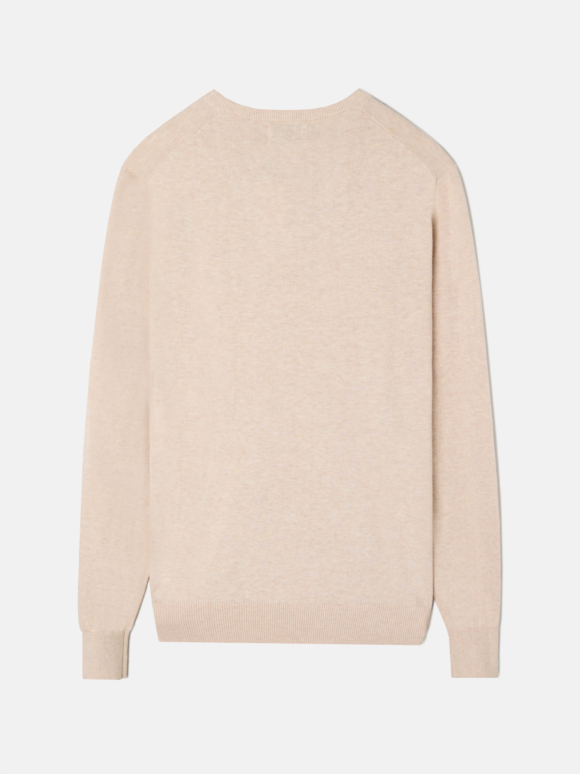 Pull col v uni beige