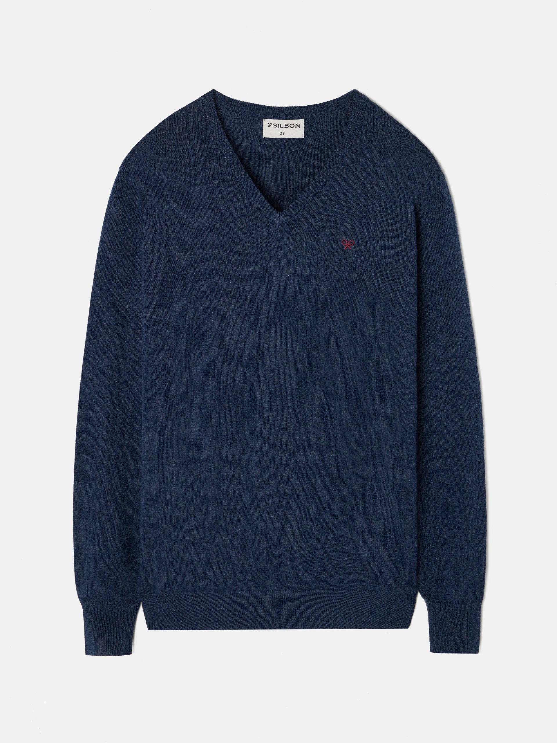 Plain v-neck navy blue sweater