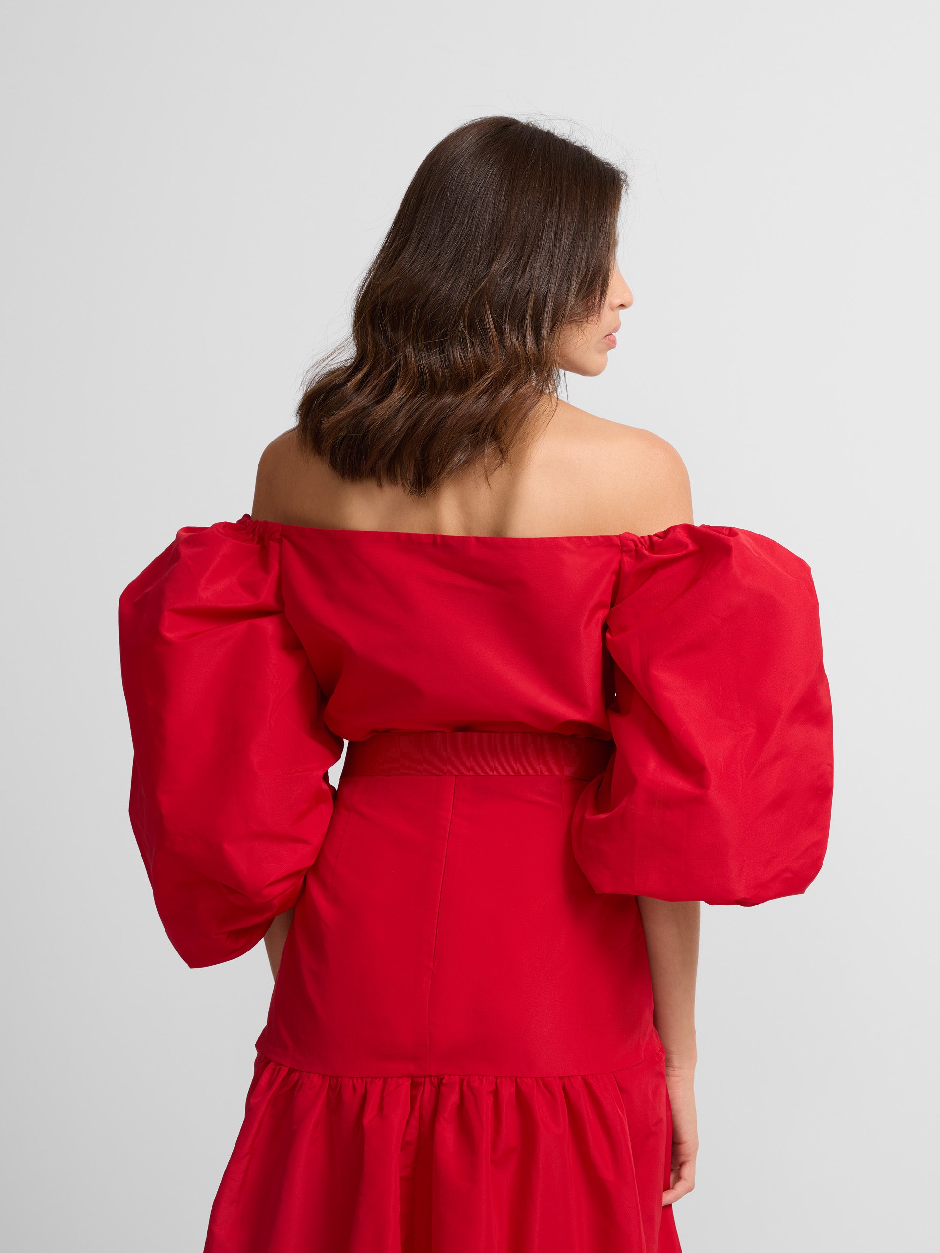 Red taffeta top