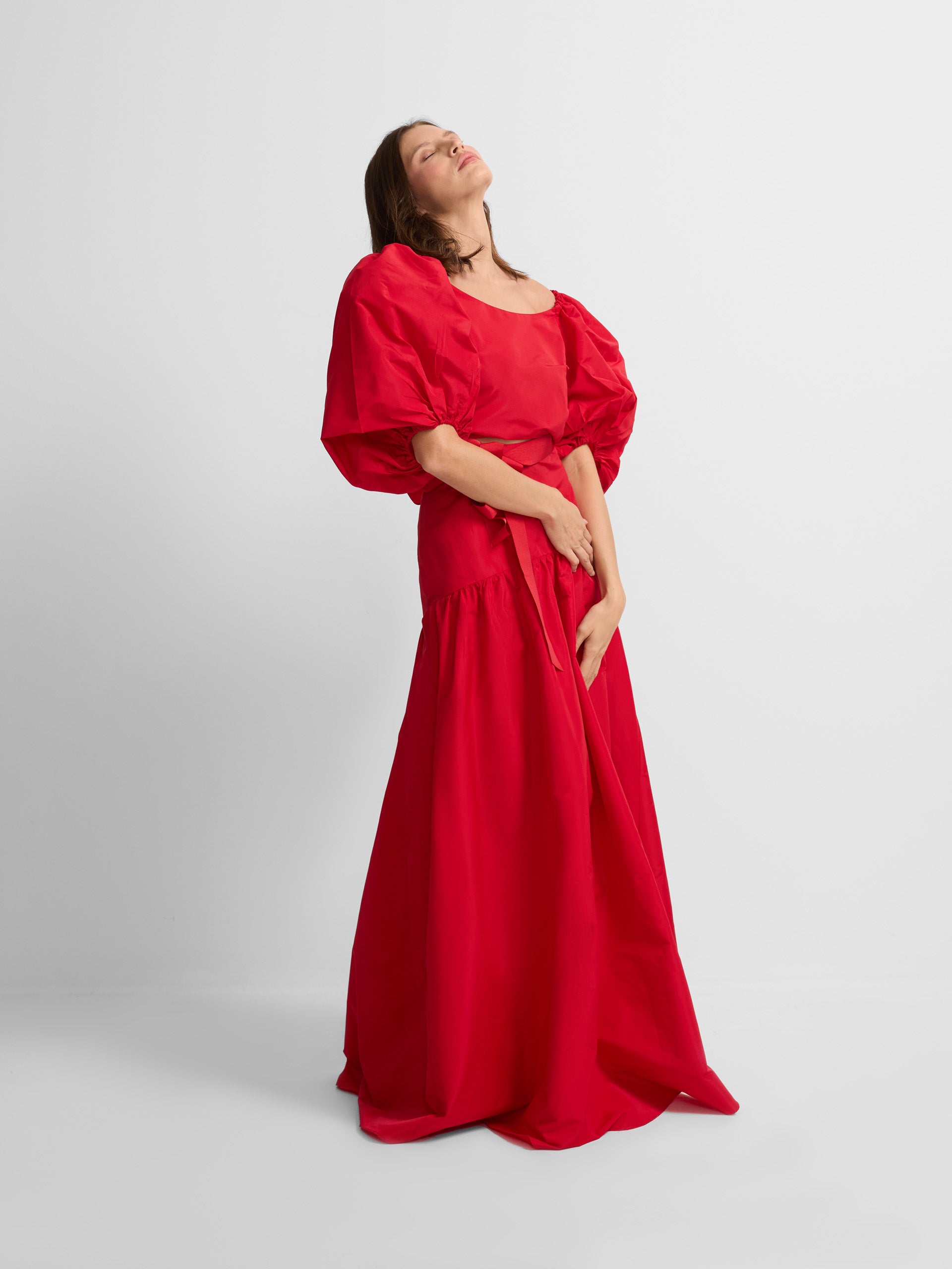 Red taffeta top