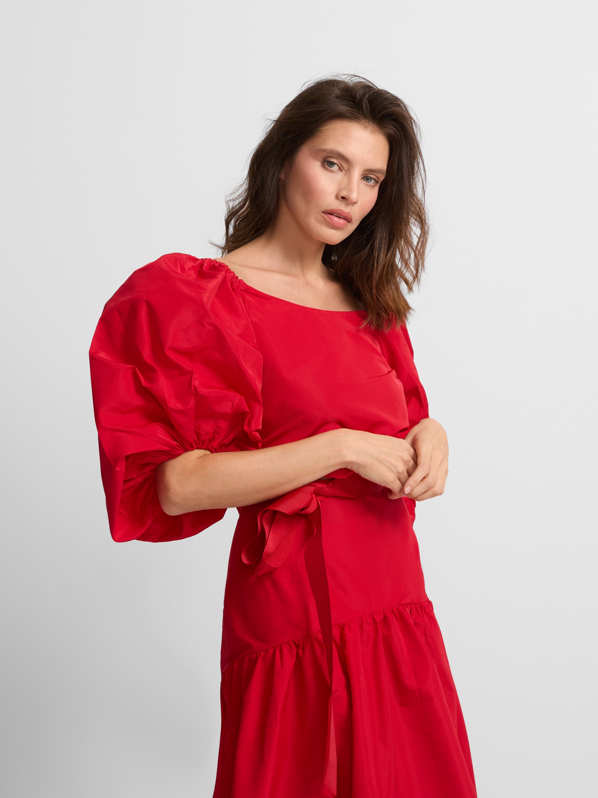 Red taffeta top