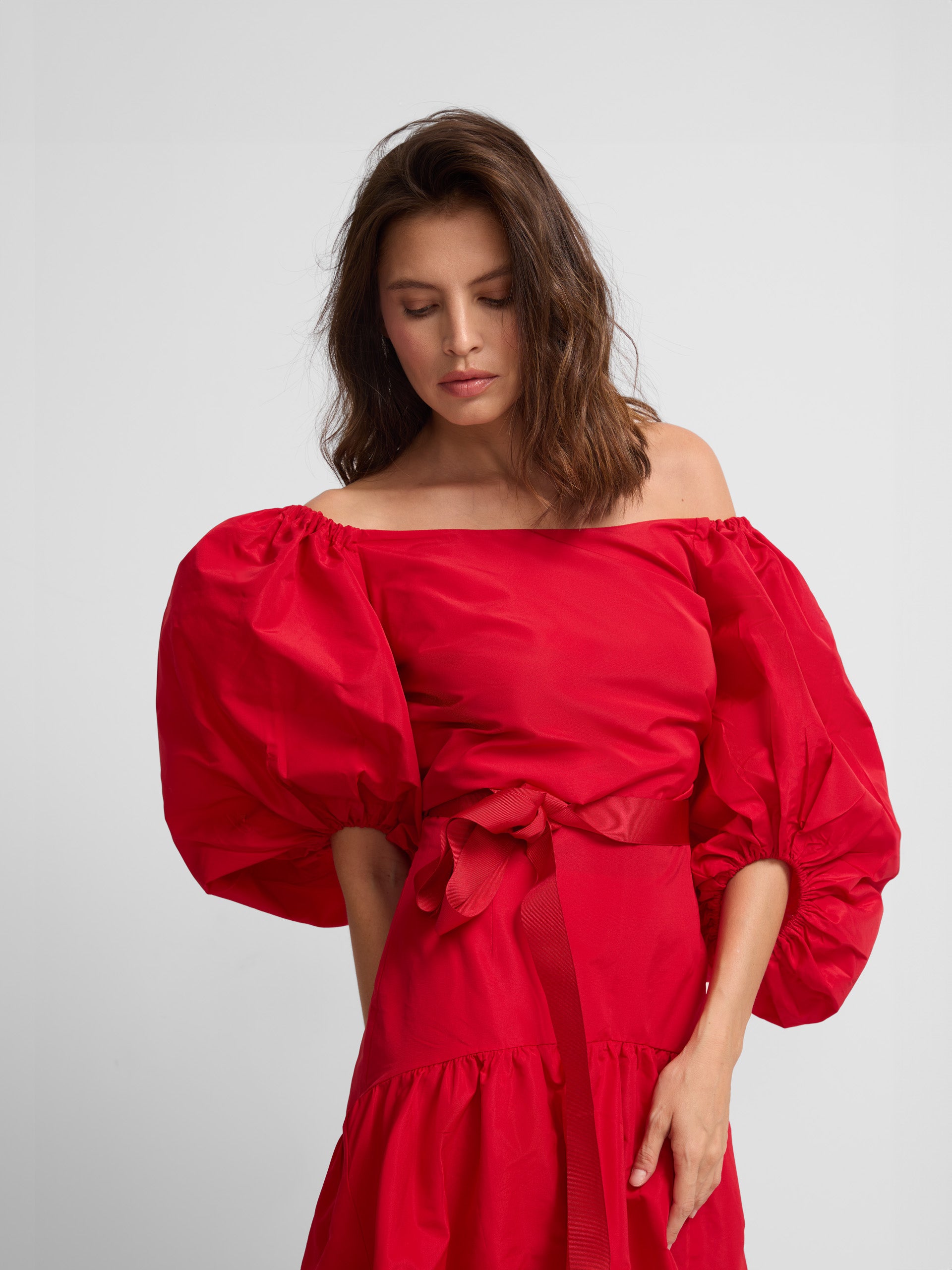 Red taffeta top