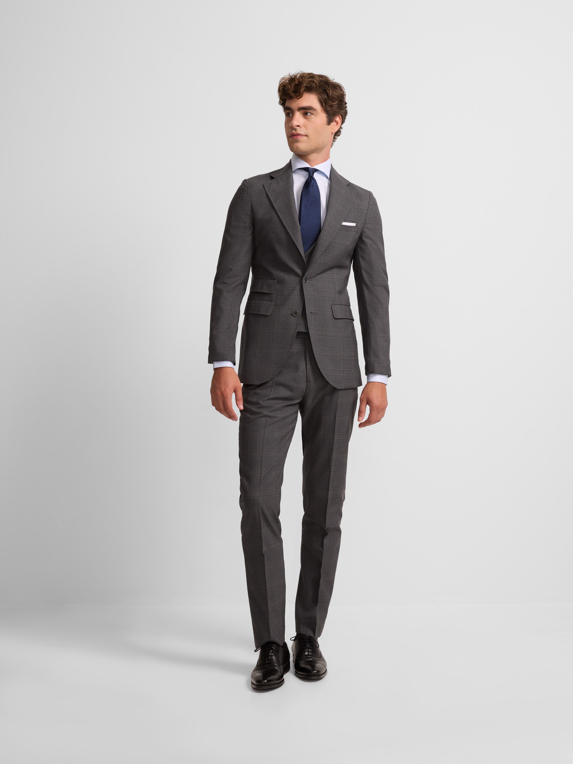 Americana traje principe de gales gris