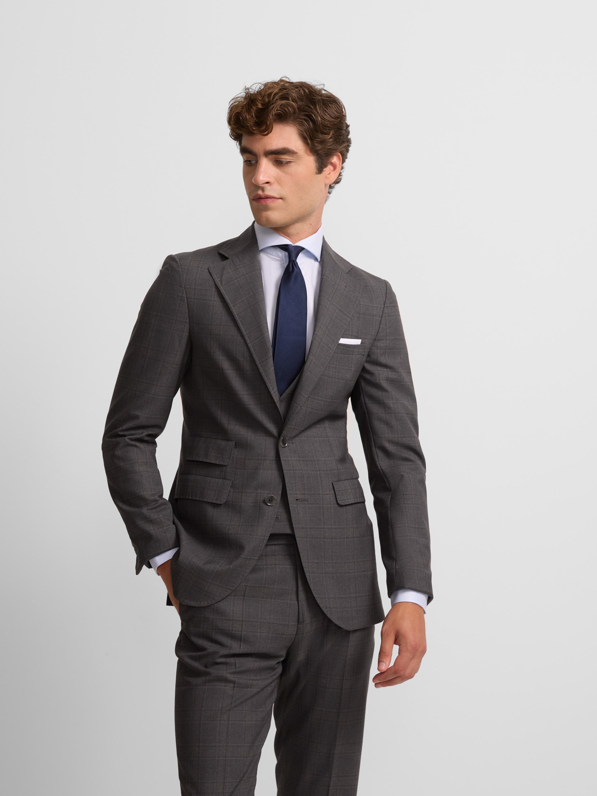 Americana traje principe de gales gris