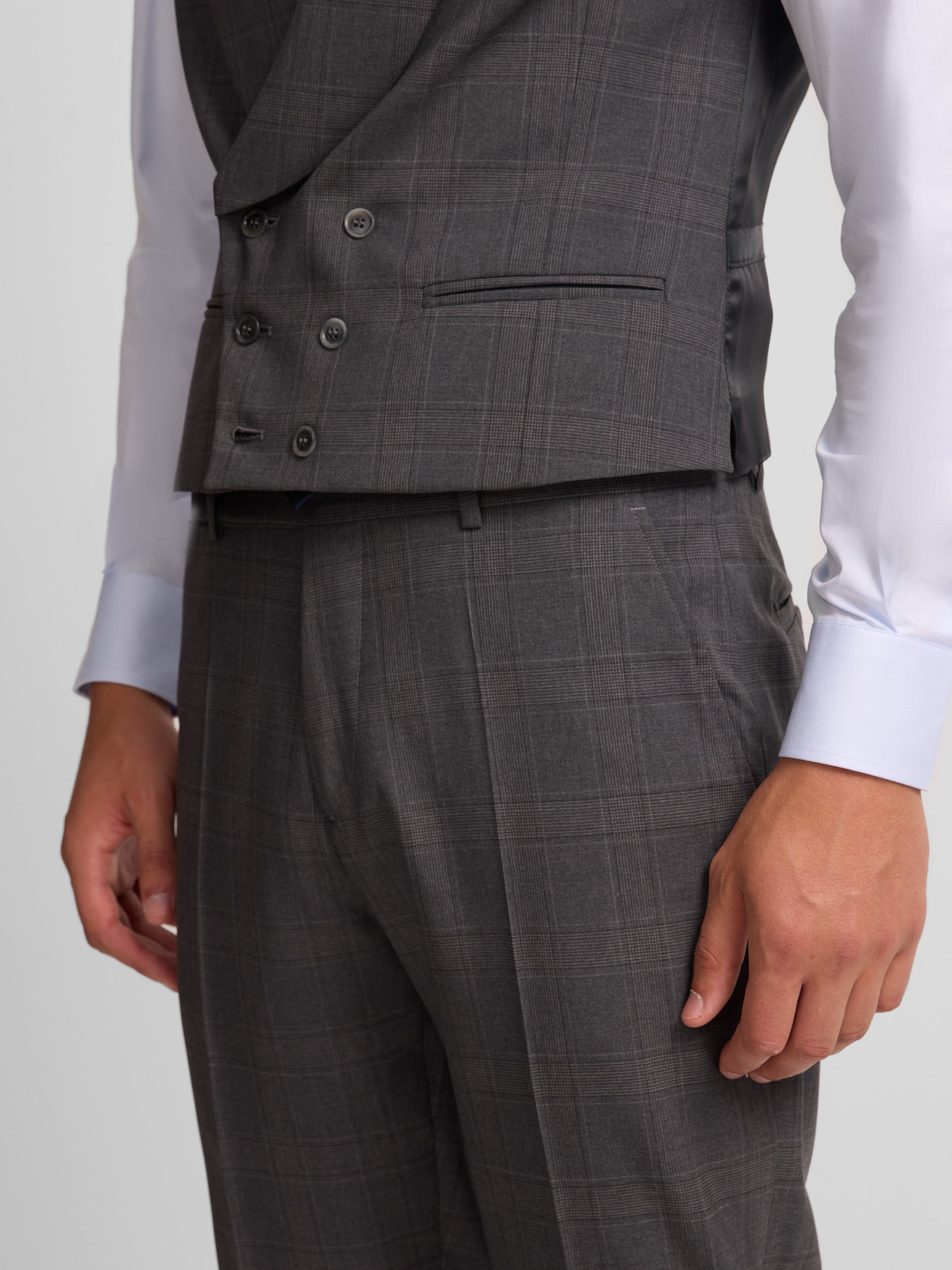 Gray prince of wales suit pants