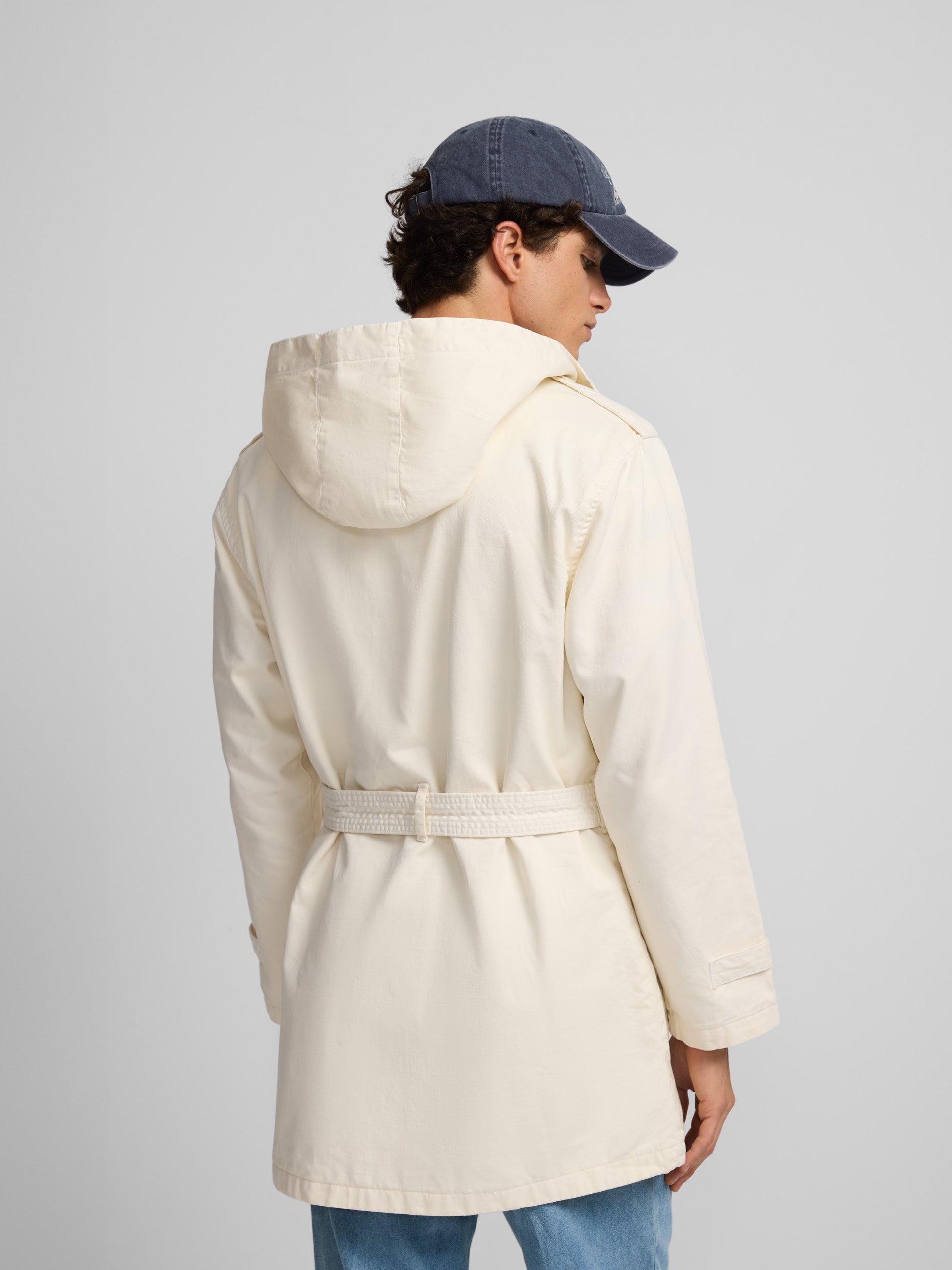 Parka capucha beige