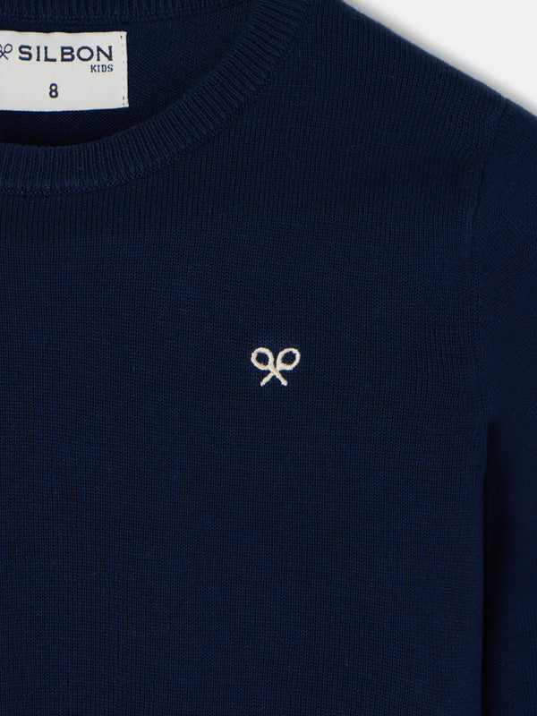 Navy blue round neck kids sweater