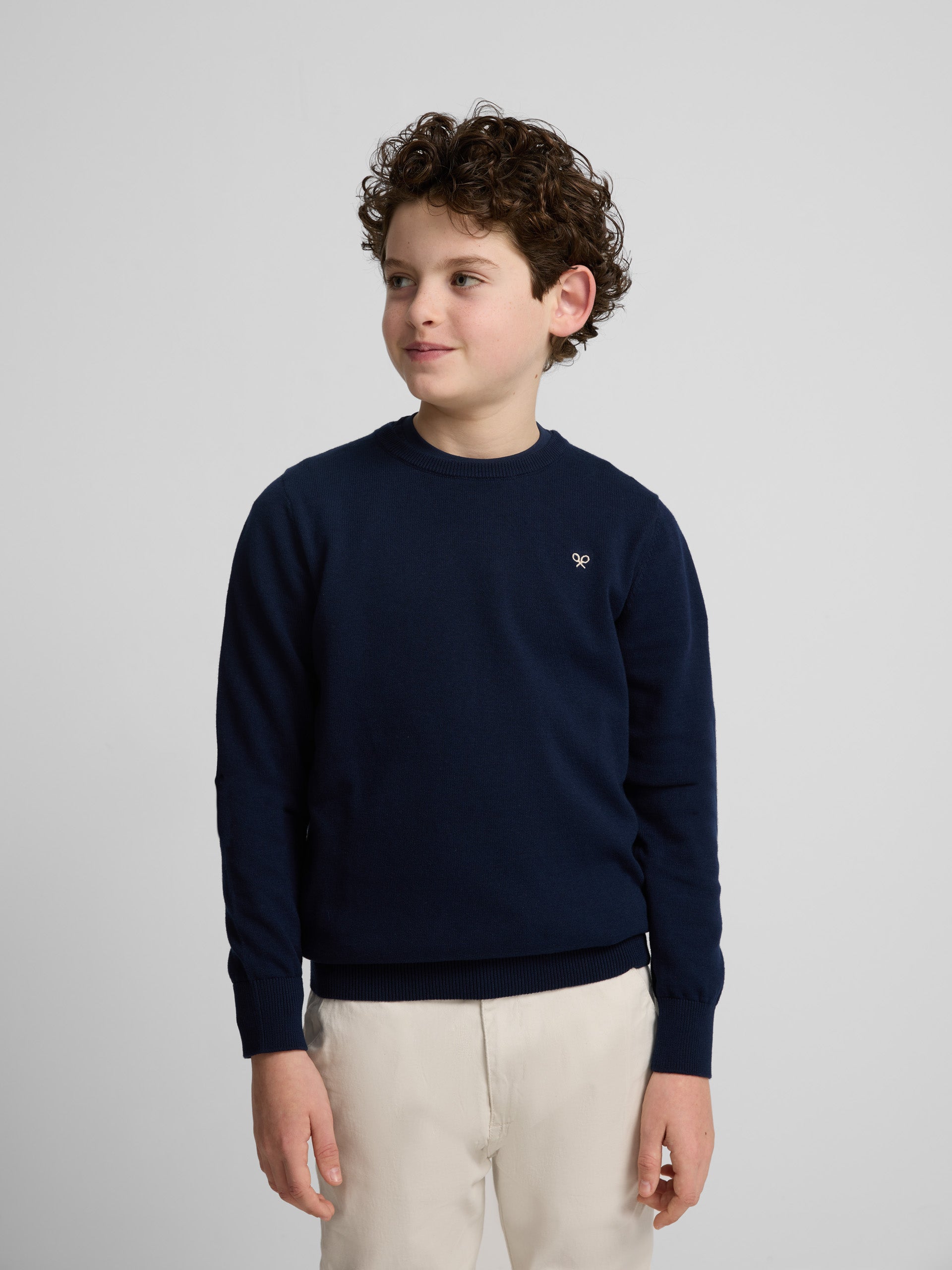 Pull enfant col rond bleu marine