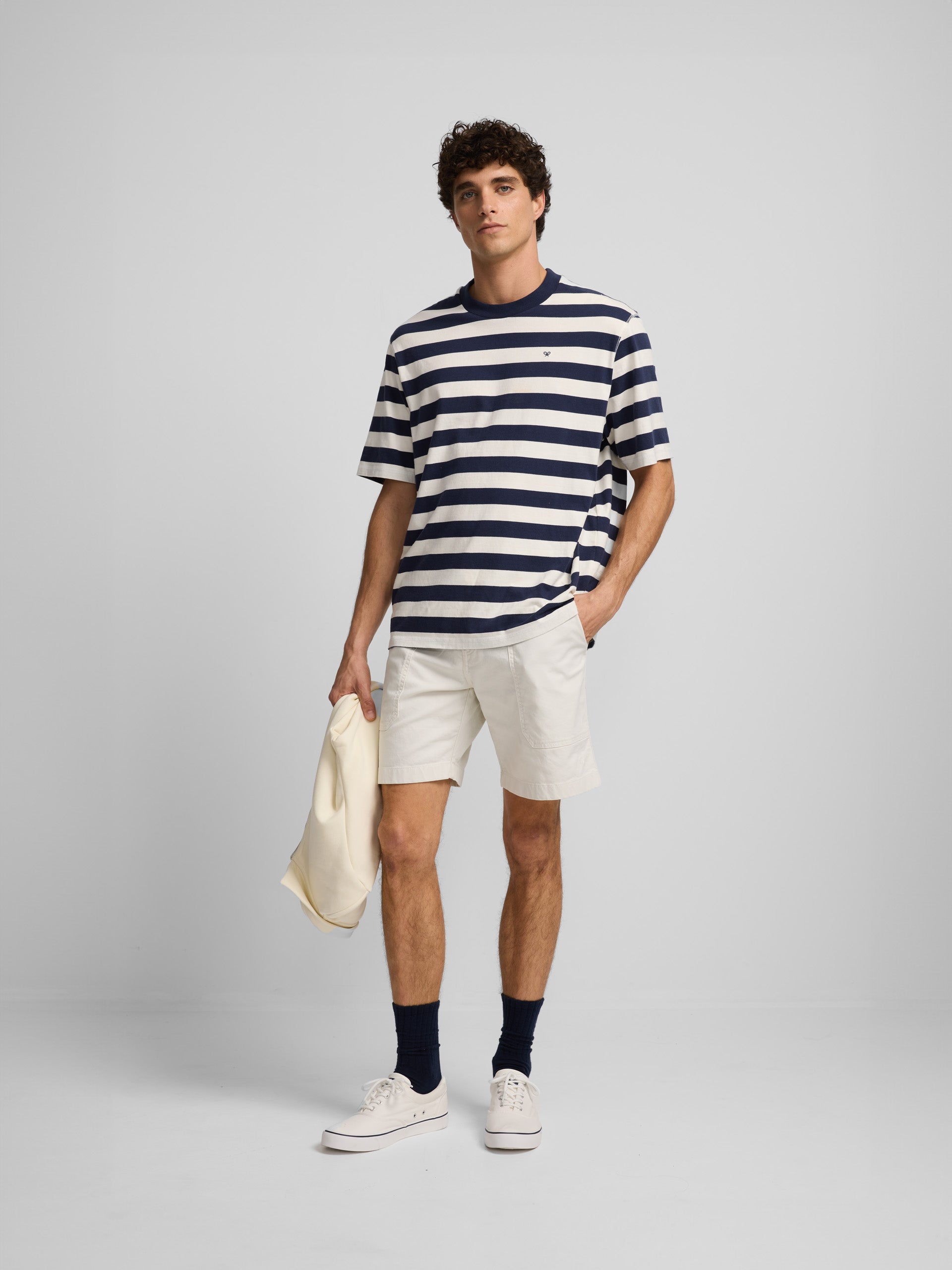 Navy blue nautical stripe t-shirt