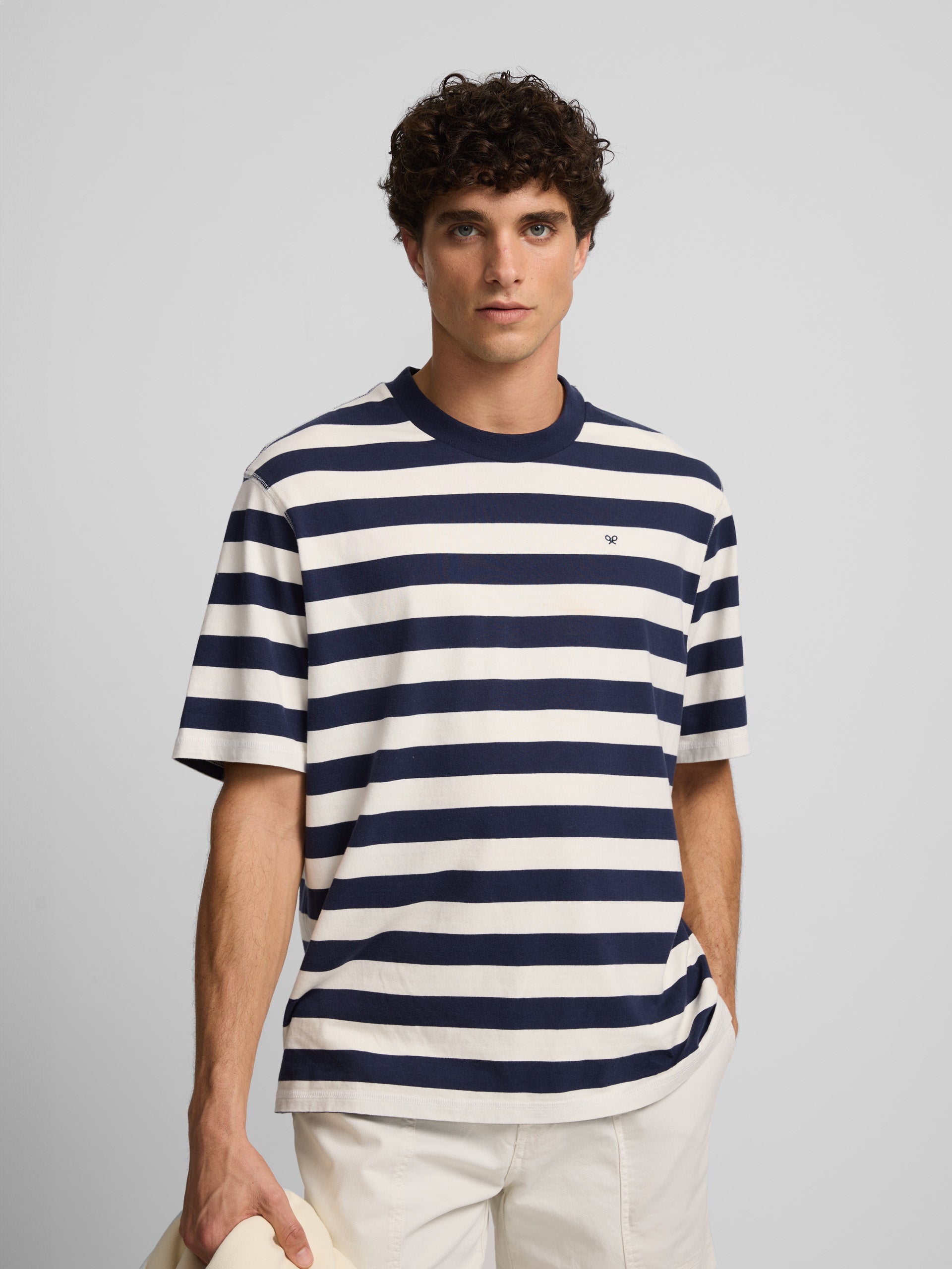 Navy blue nautical stripe t-shirt