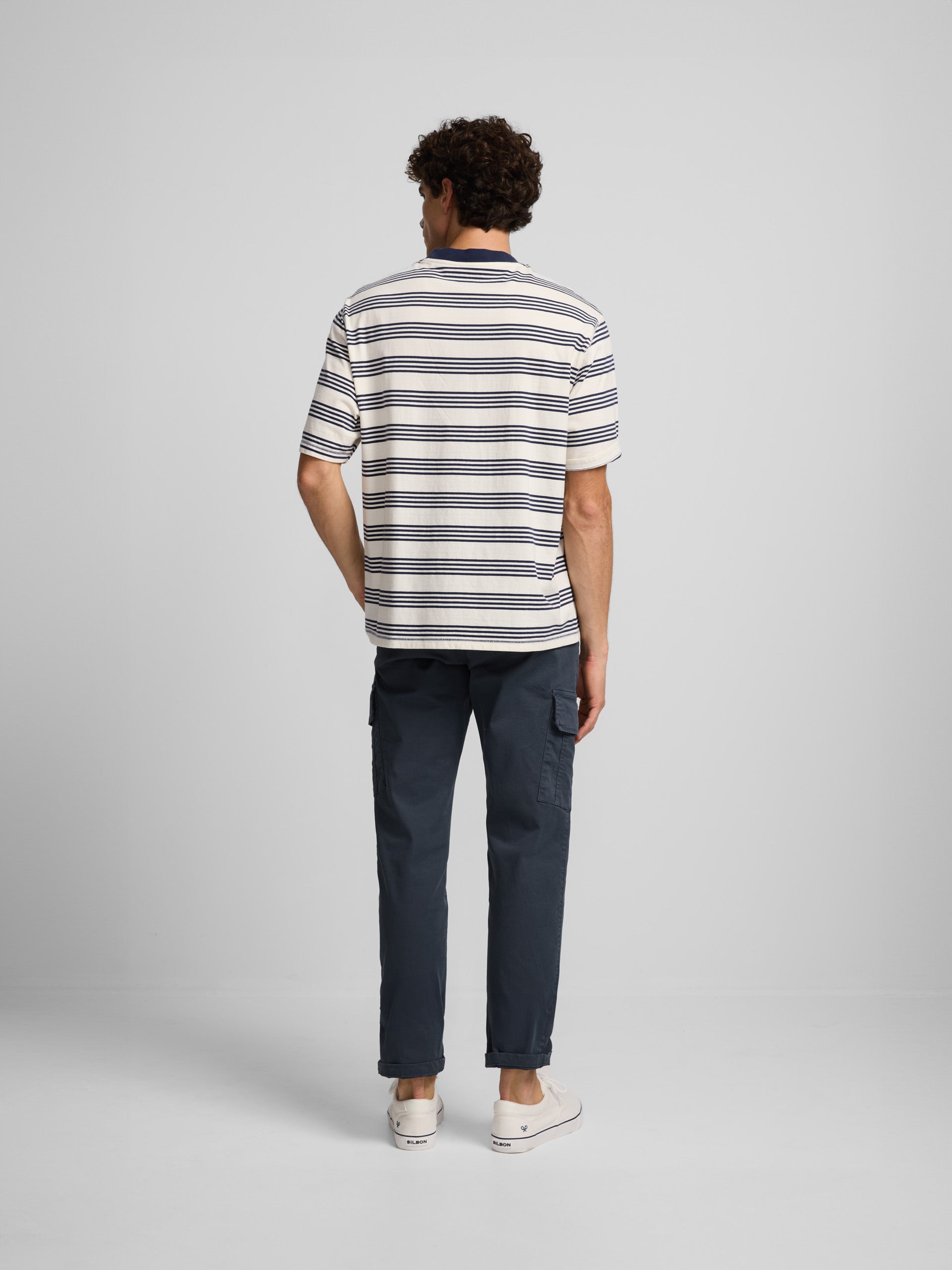 Navy blue fine stripe nautical t-shirt