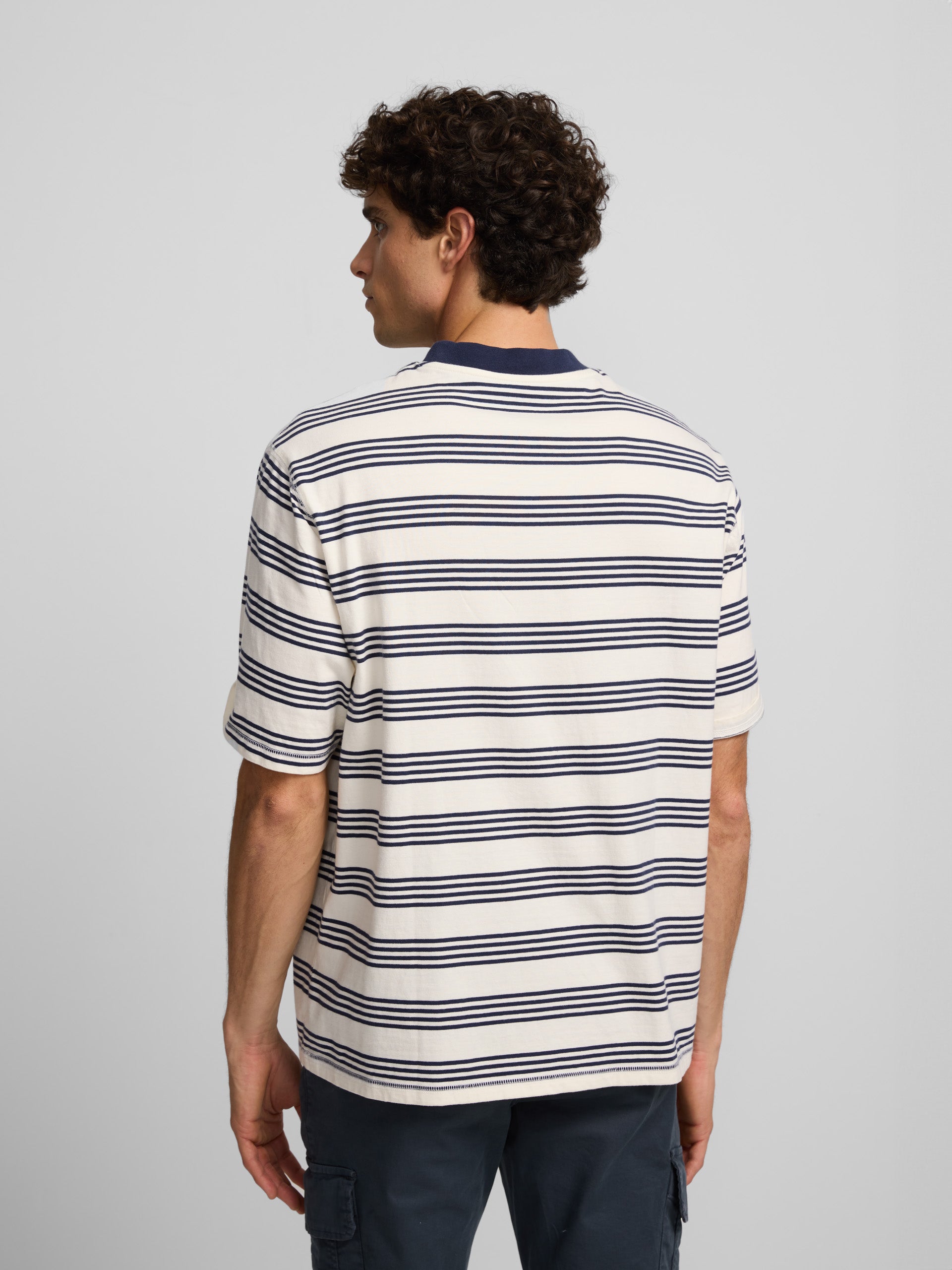 Navy blue fine stripe nautical t-shirt