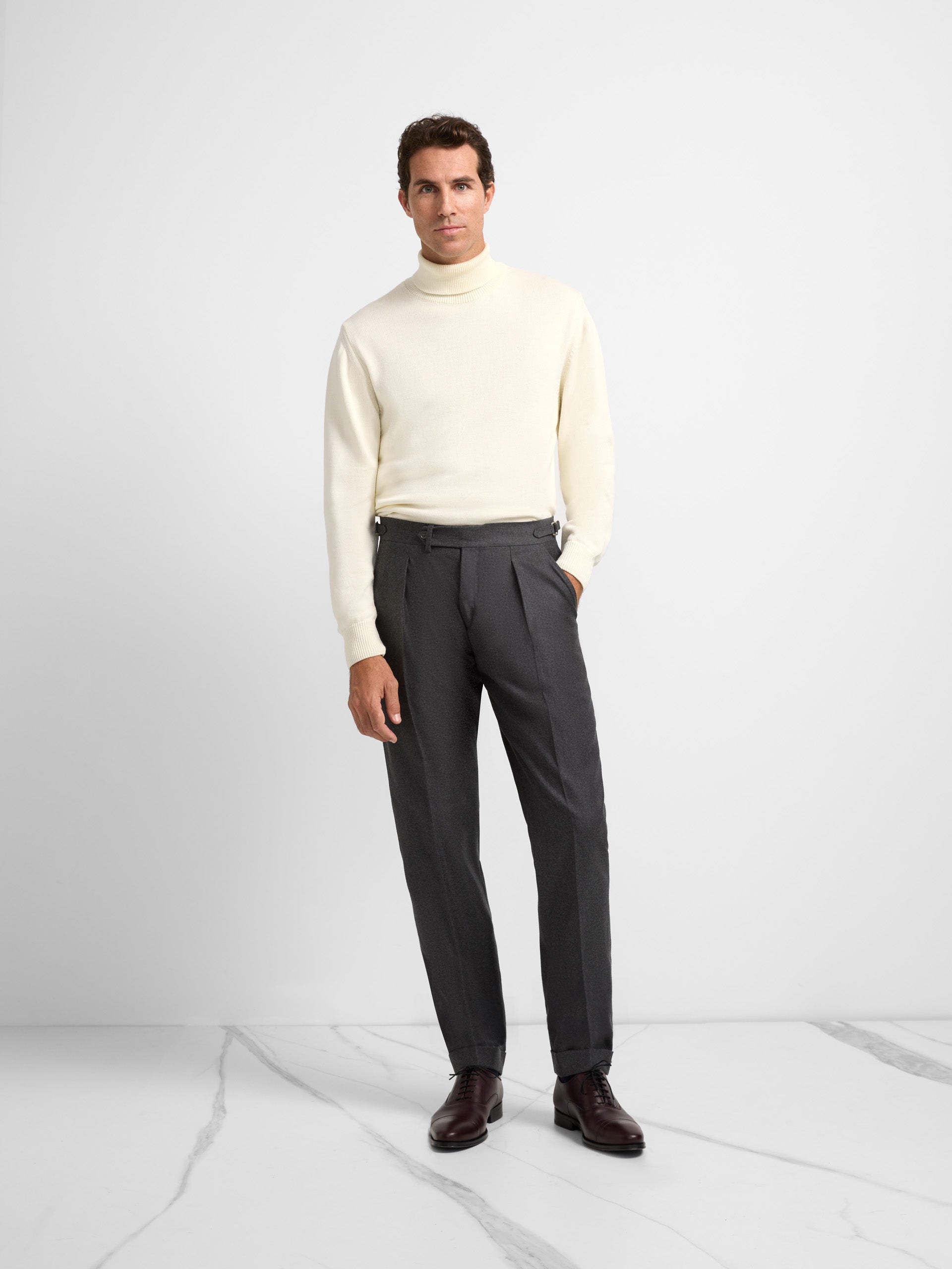 Unique medium grey pleated dress pants