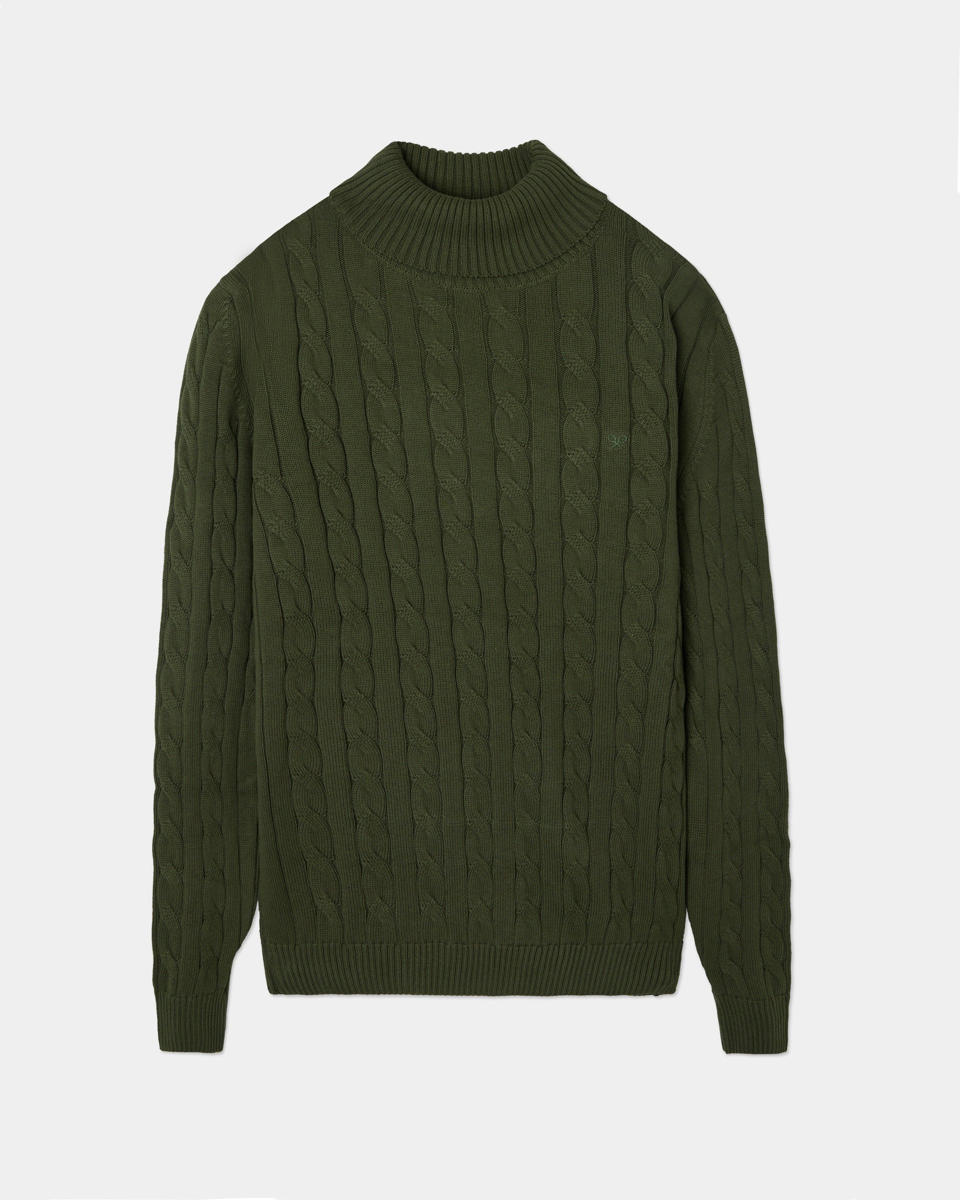 Unique green turtleneck braided jersey