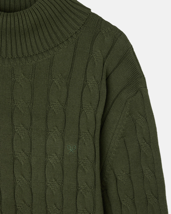 Unique green turtleneck braided jersey