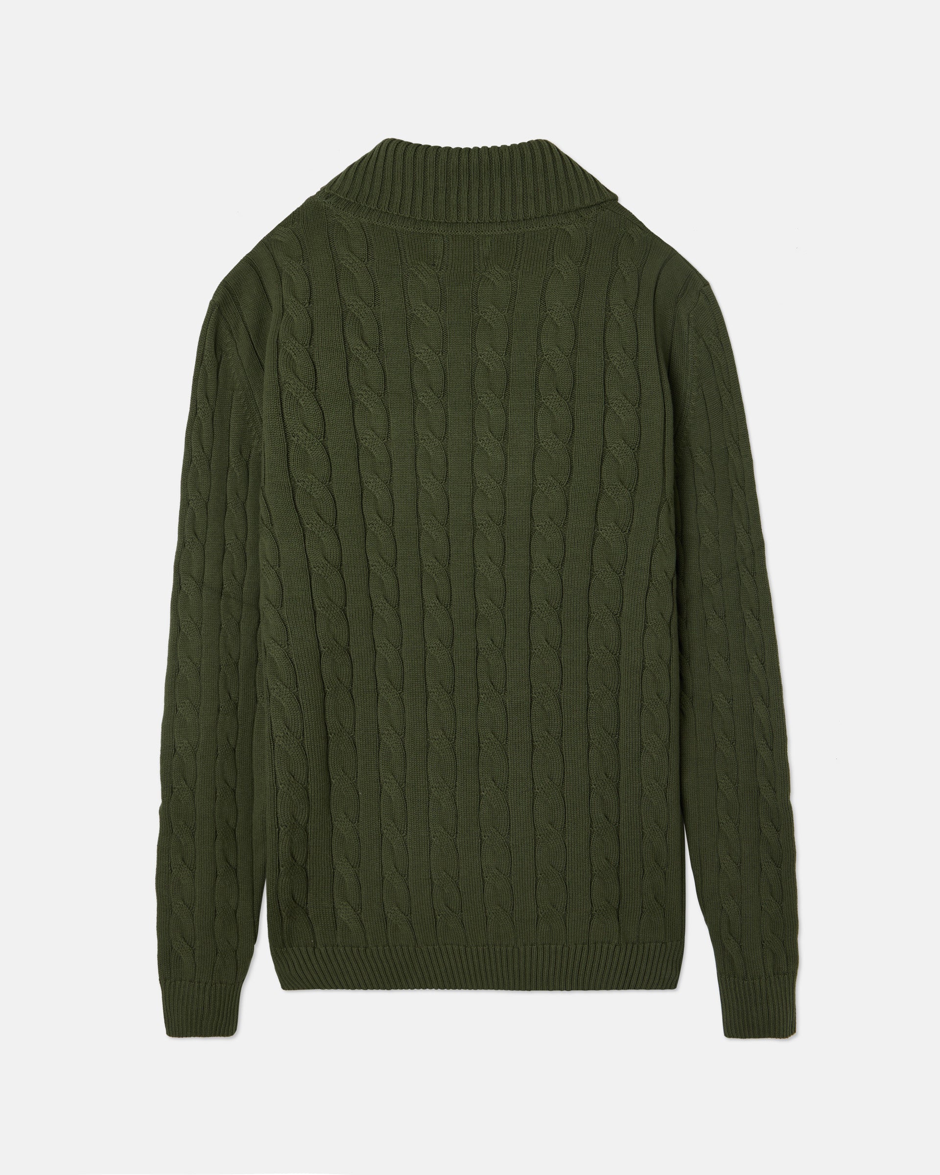 Pull tressé col roulé vert unique