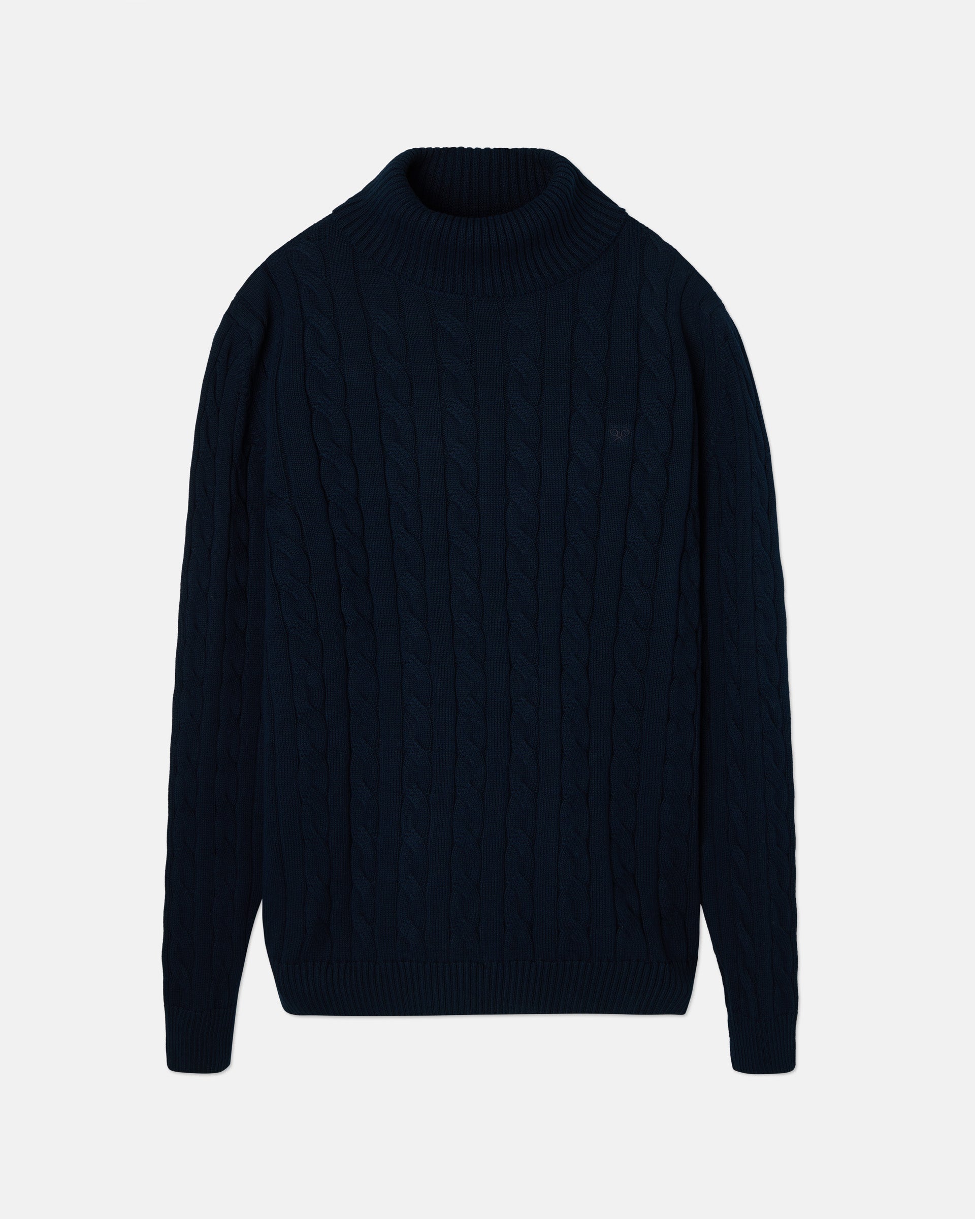 Unique navy blue turtleneck braided jersey