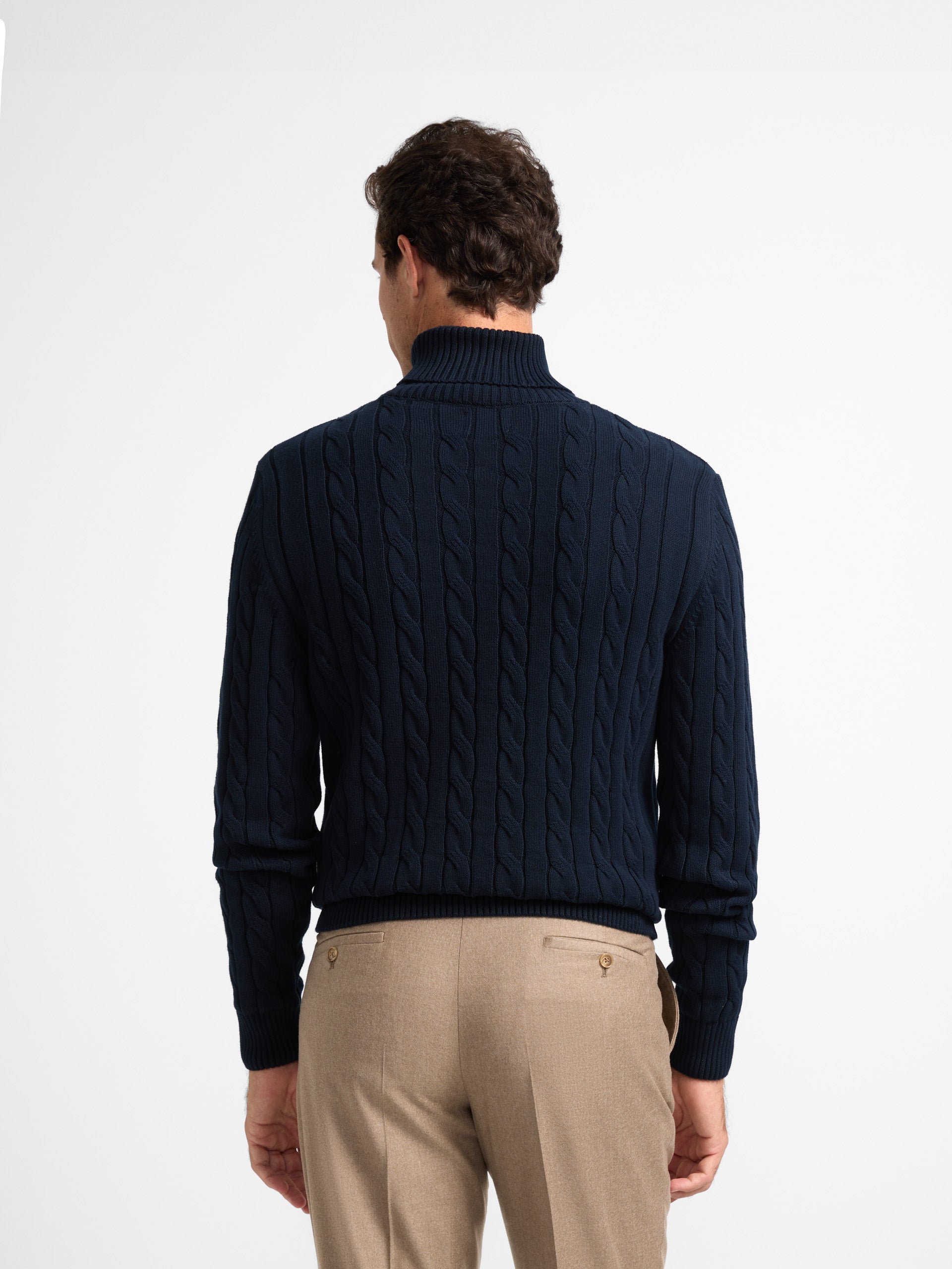 Unique navy blue turtleneck braided jersey