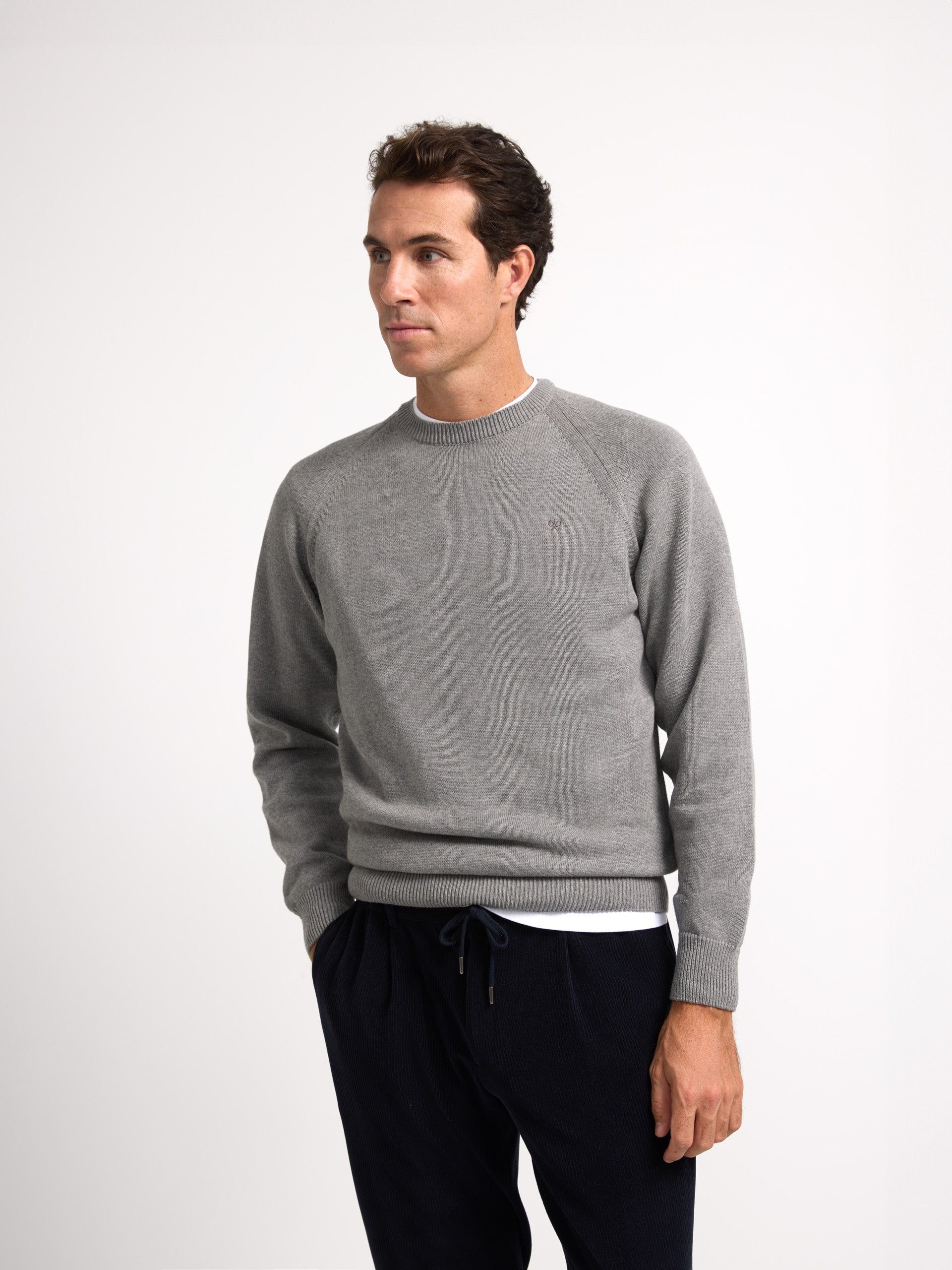 Unique plain gray raglan sweater