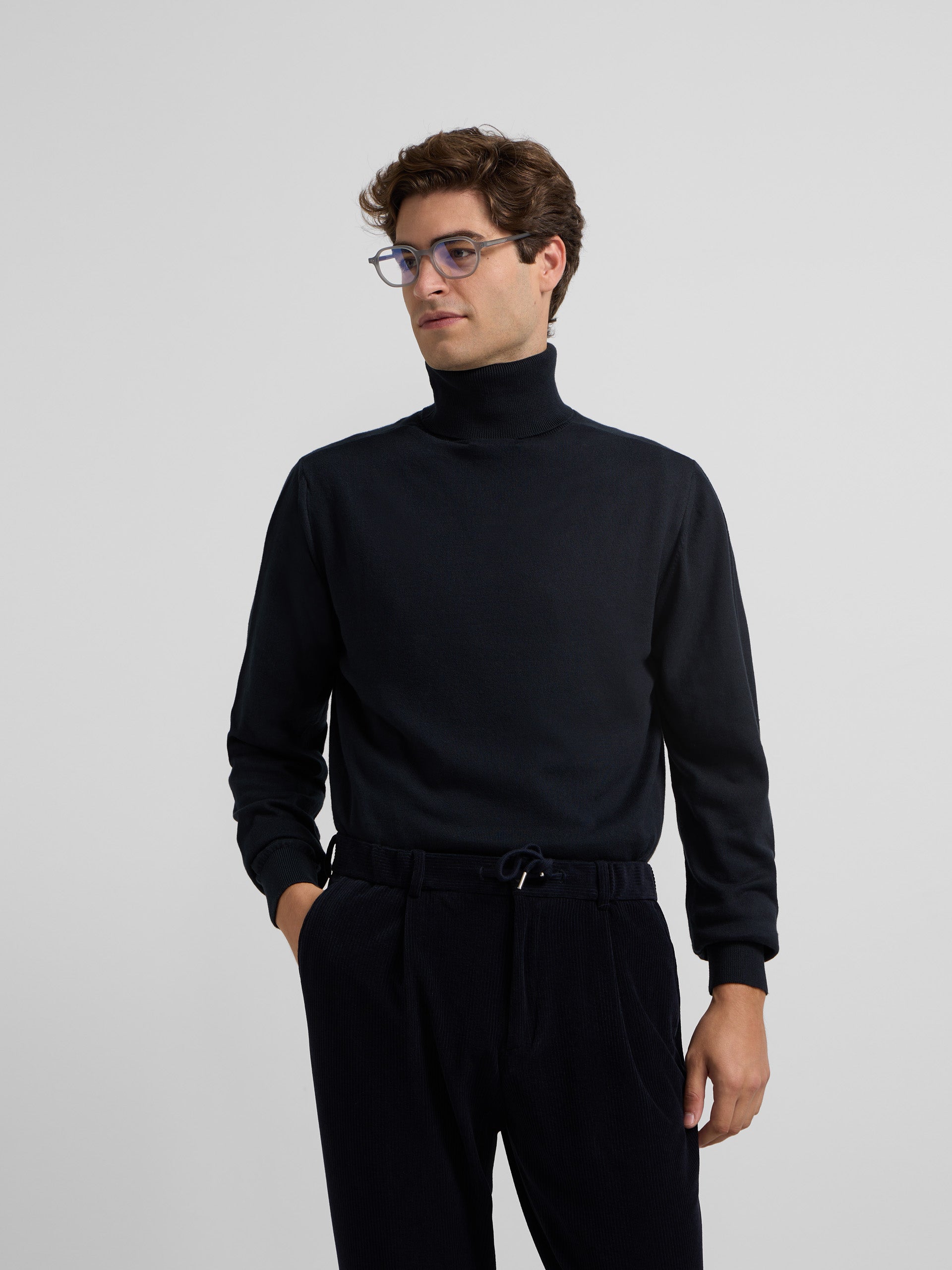 Unique navy blue turtleneck jersey