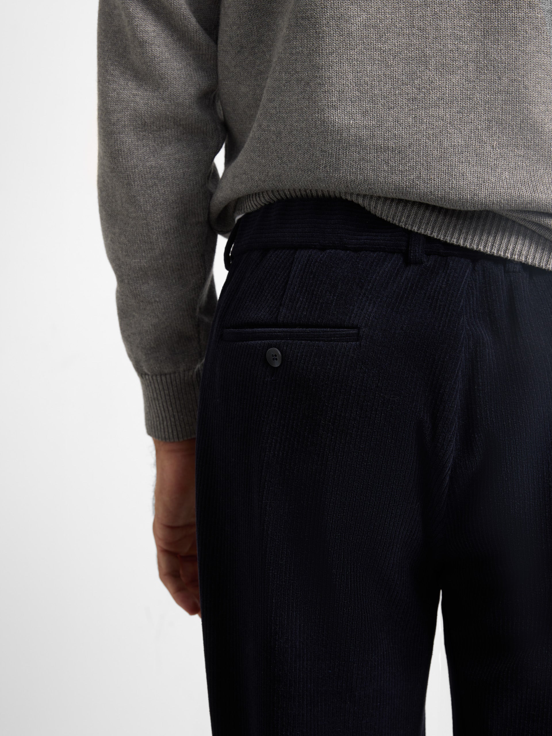 Unique navy blue corduroy jogger pants