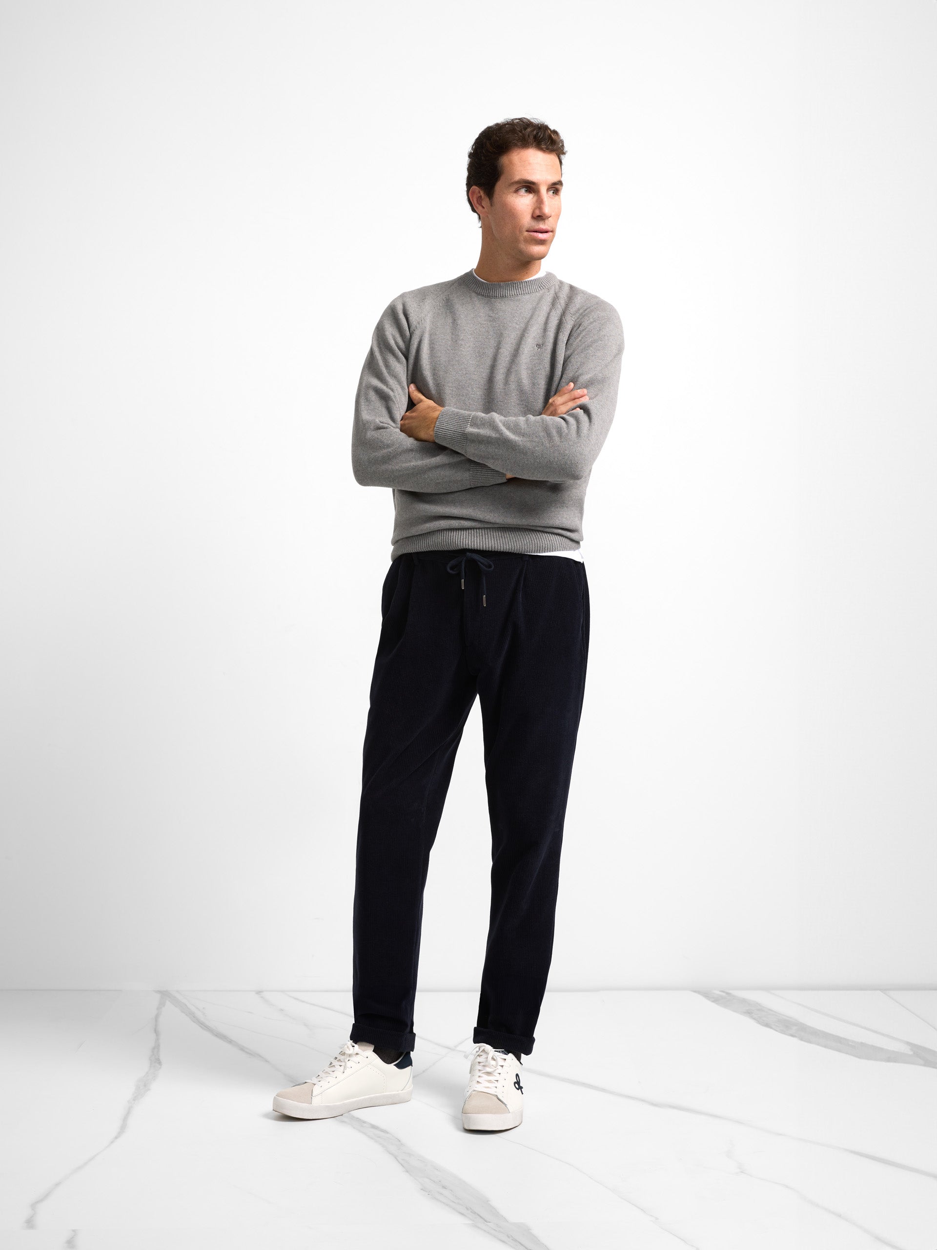 Unique navy blue corduroy jogger pants