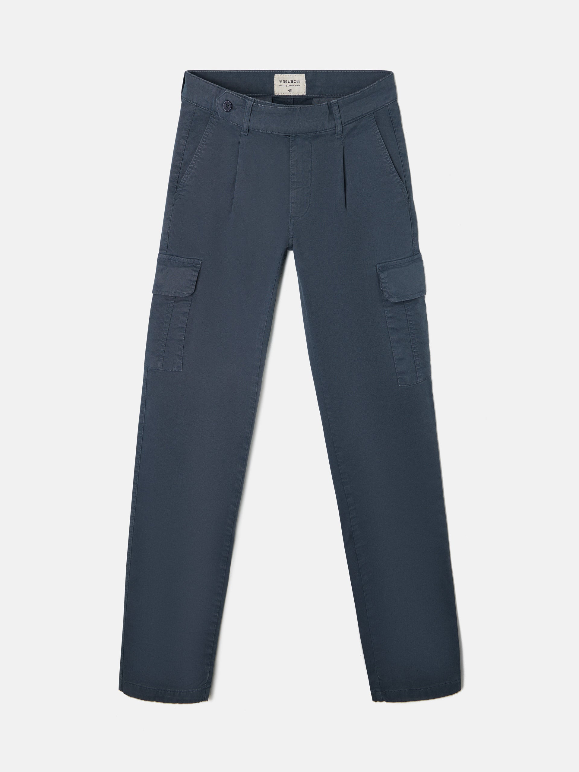 Navy blue double pleat cargo pants