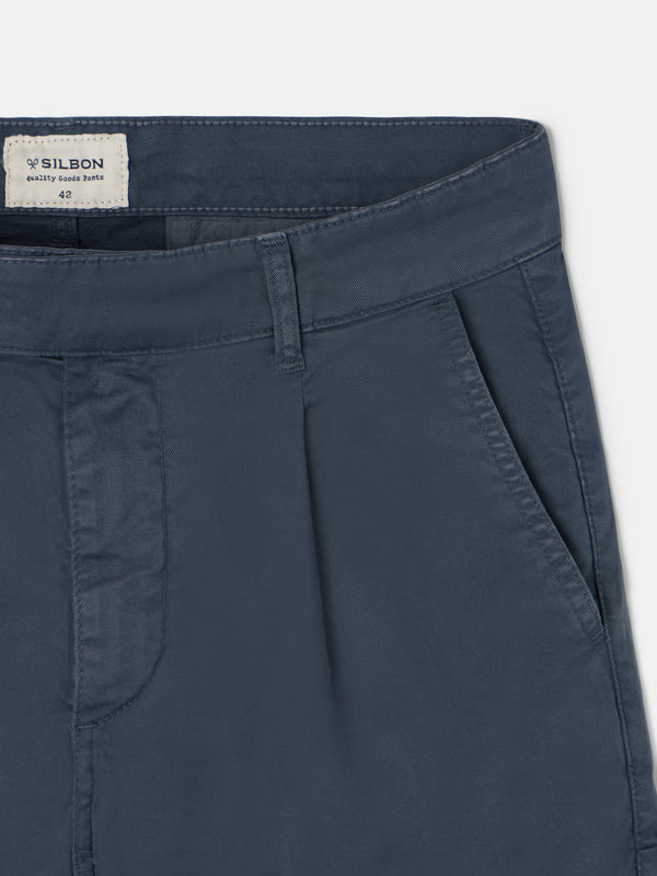 Navy blue double pleat cargo pants