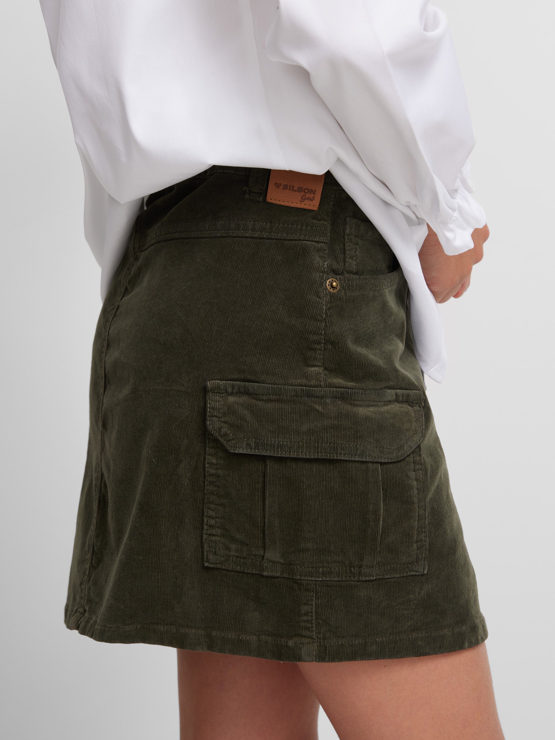 Green micro corduroy mini girl skirt