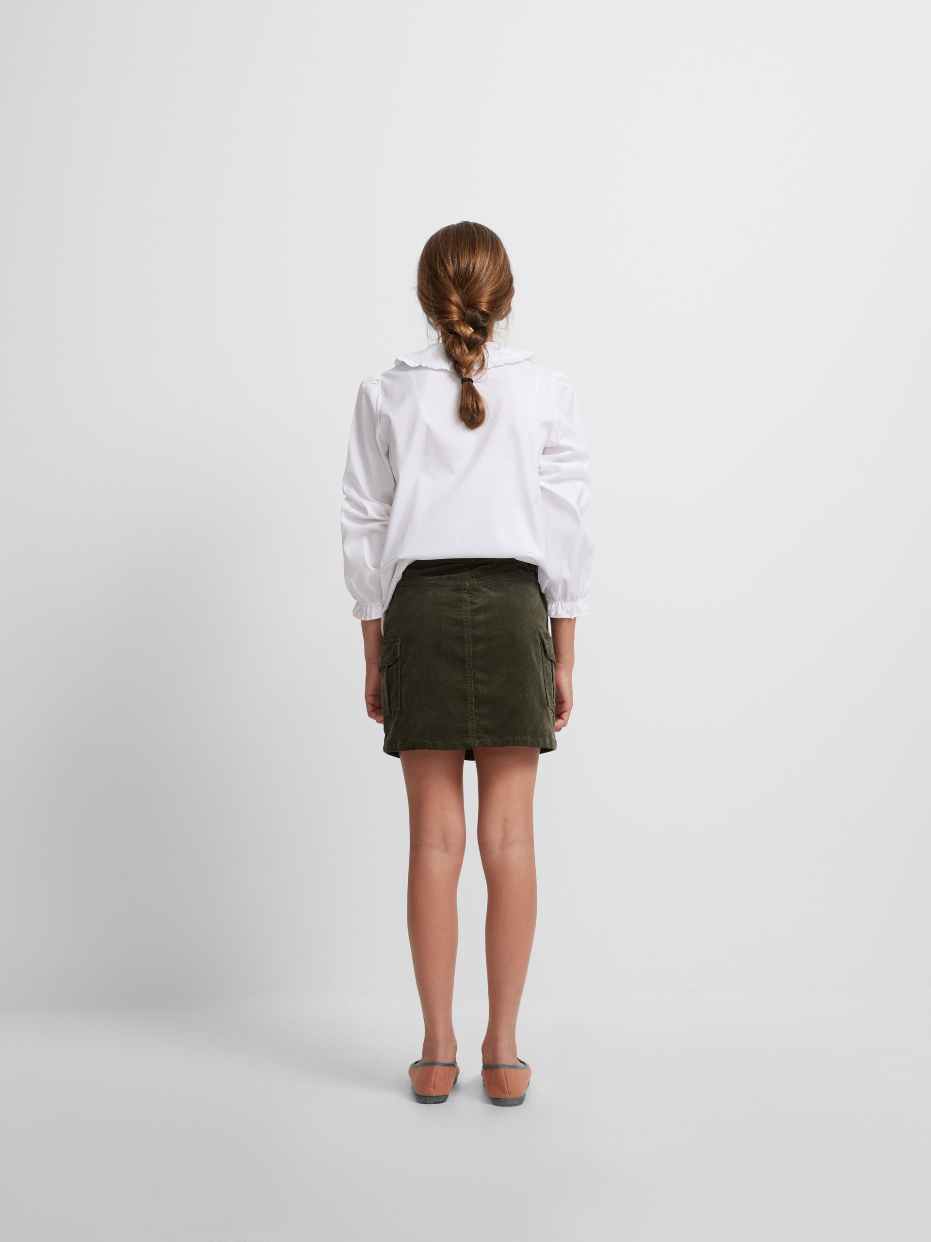 Green micro corduroy mini girl skirt