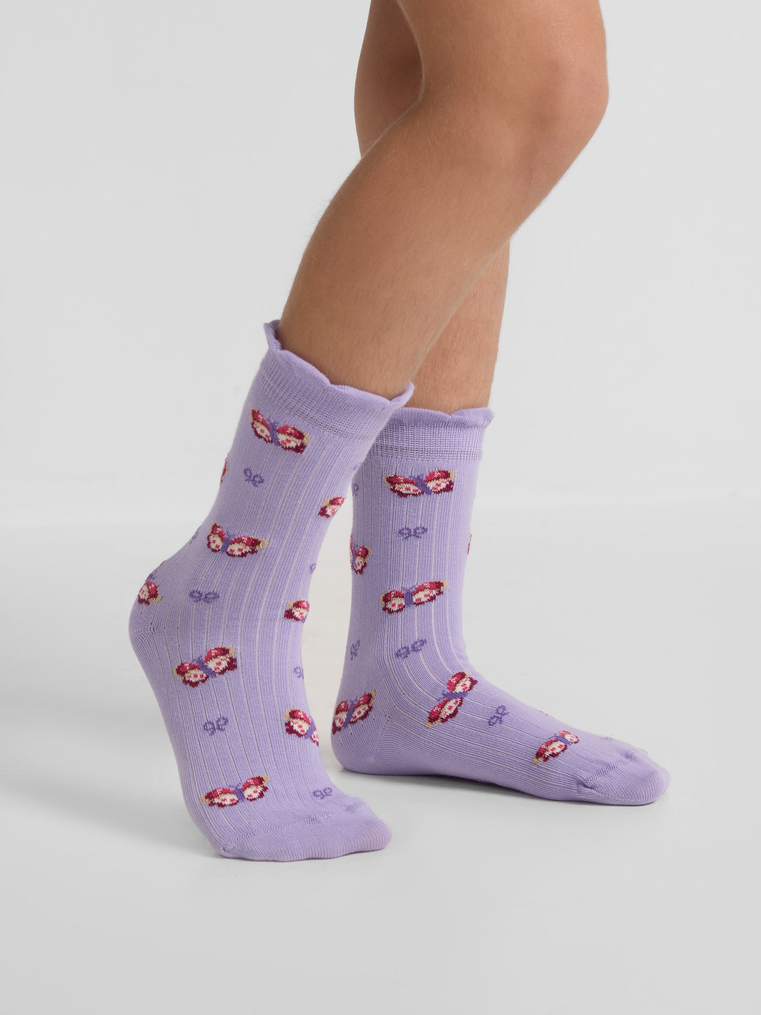 Purple butterfly girl sock