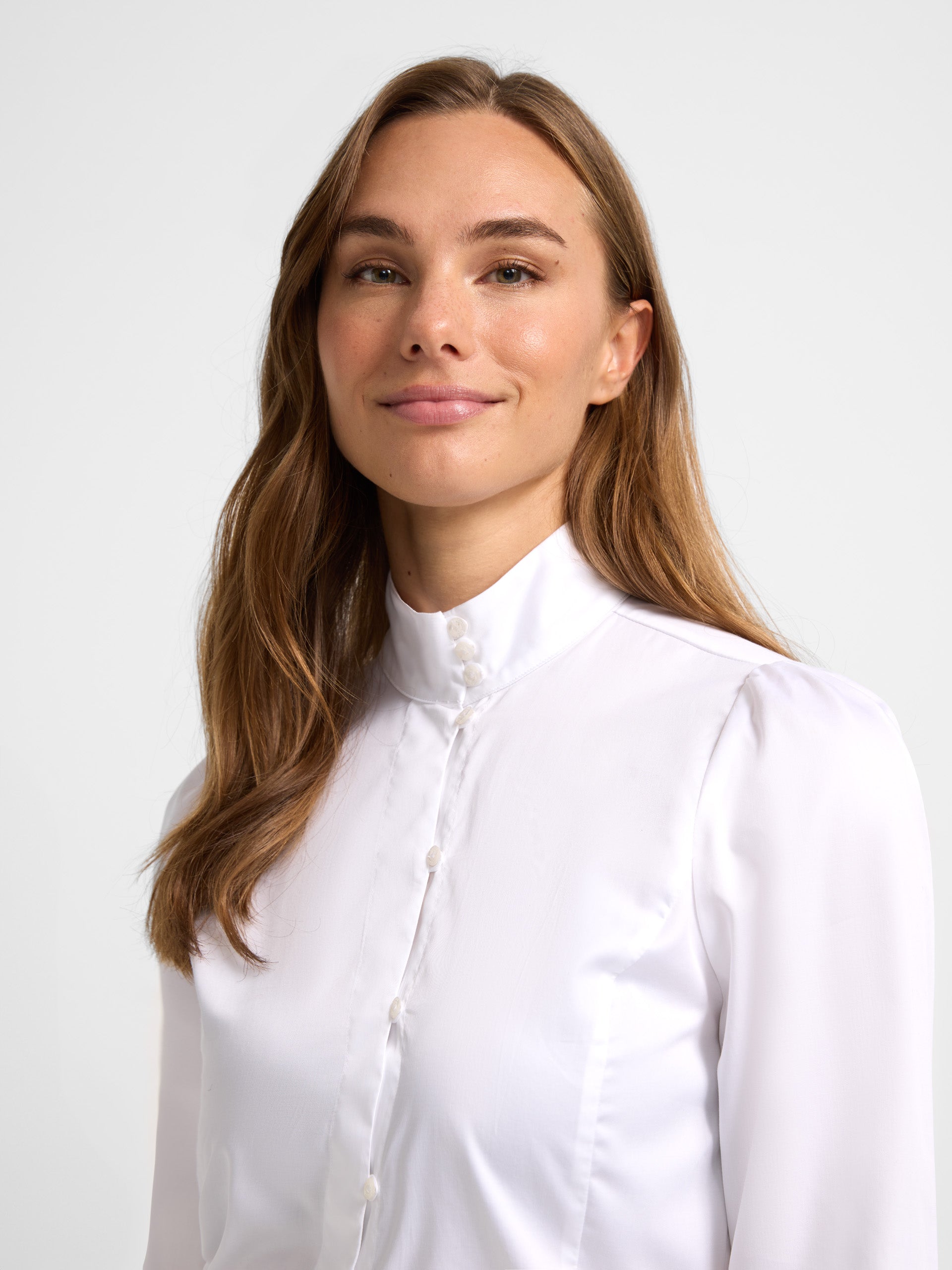 Camisa woman unique cuello mao blanca